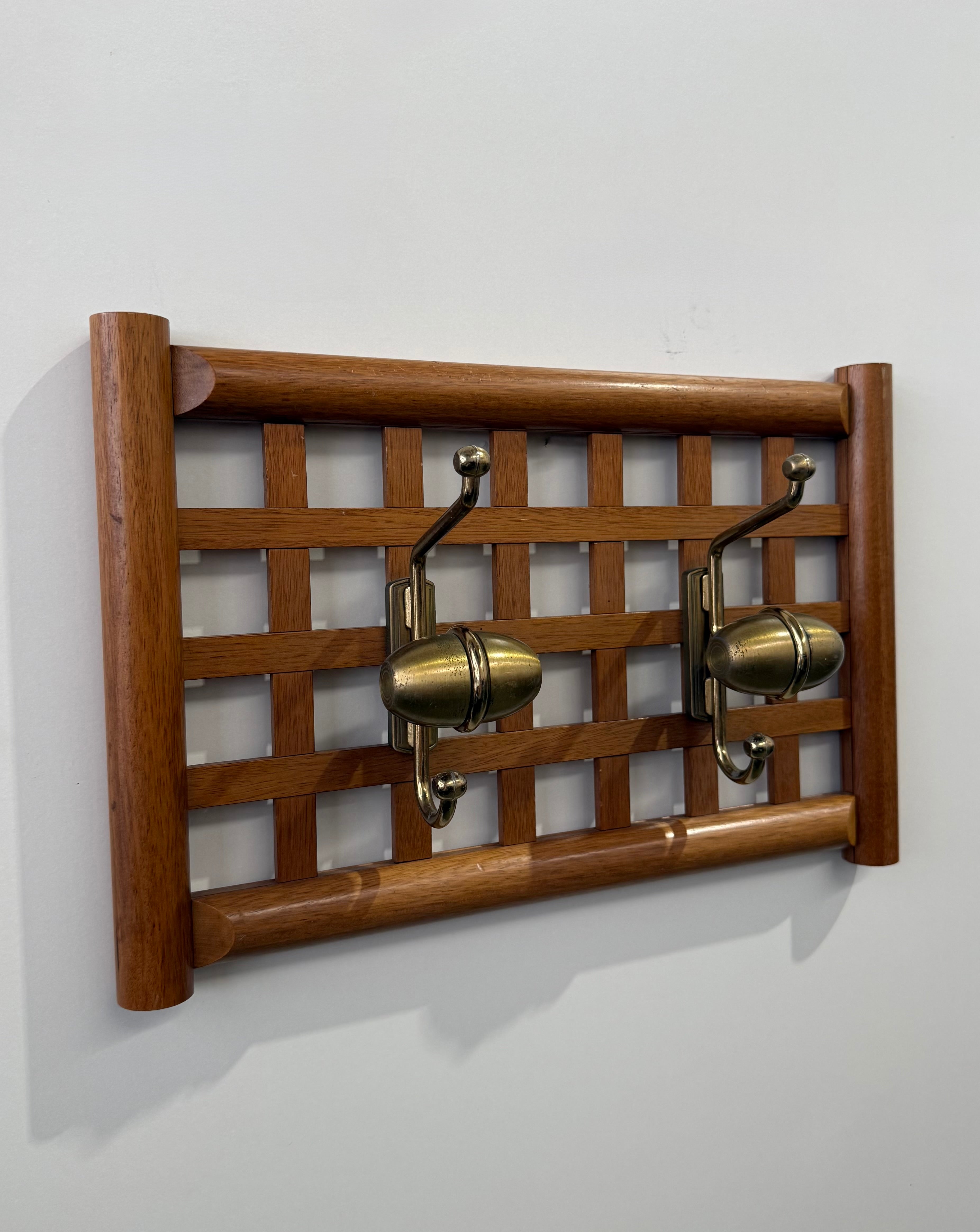 Vintage Timber & Brass Coat Rack