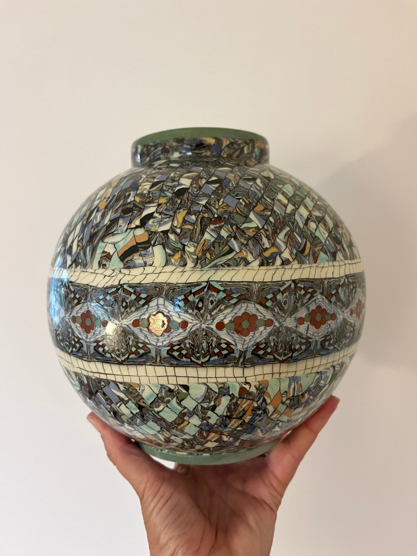 French Ceramic Mosaic Vase by Jean Gerbino, Vallauris