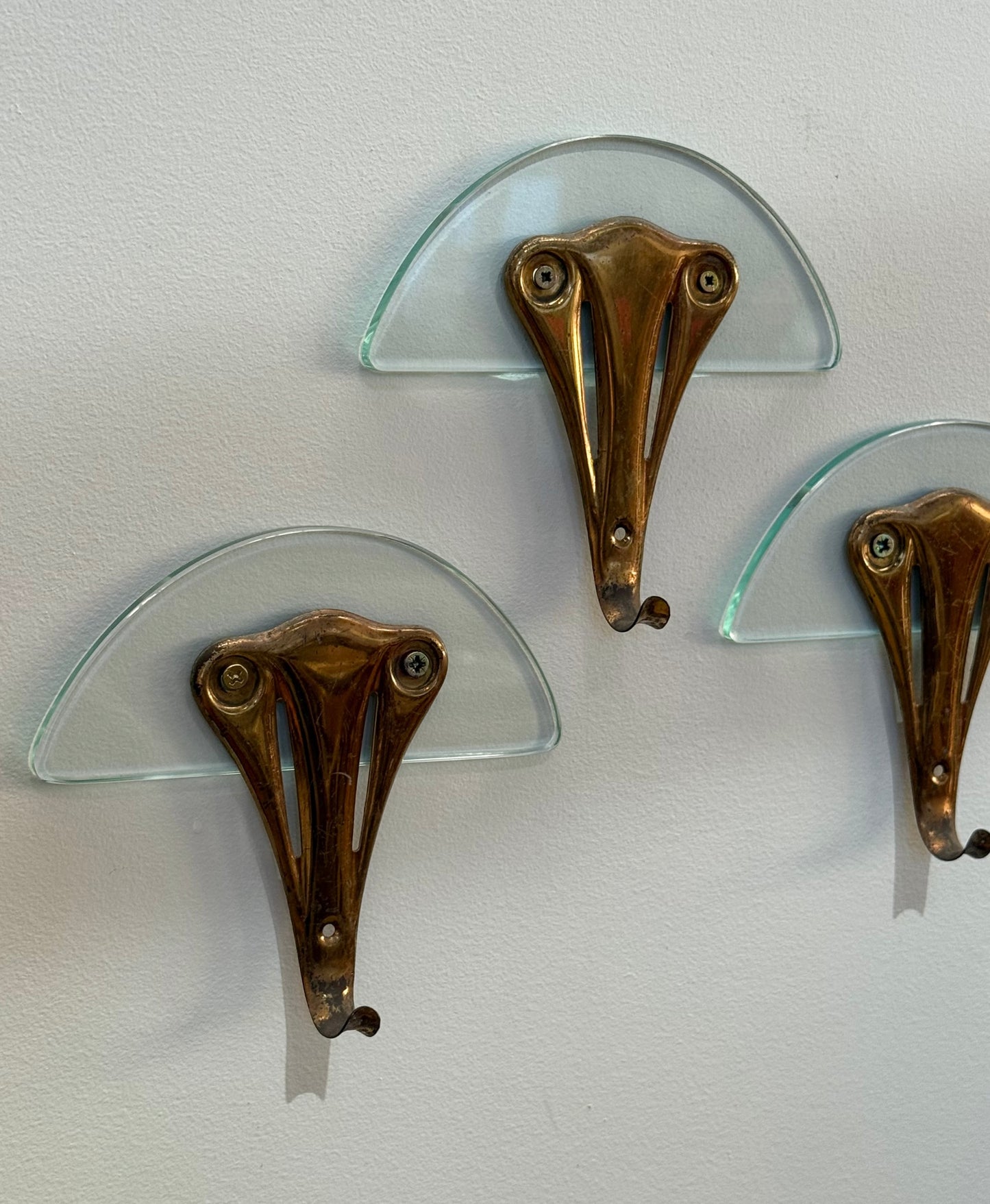 Italian Brass and Glass Coat Hook - One Available