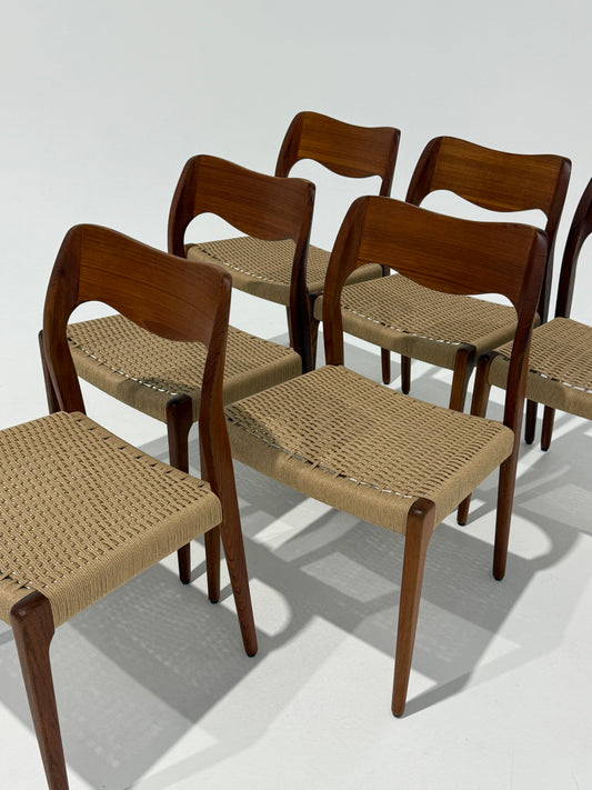 Set of 6 Danish JL Moller Model 71 Dining Chairs