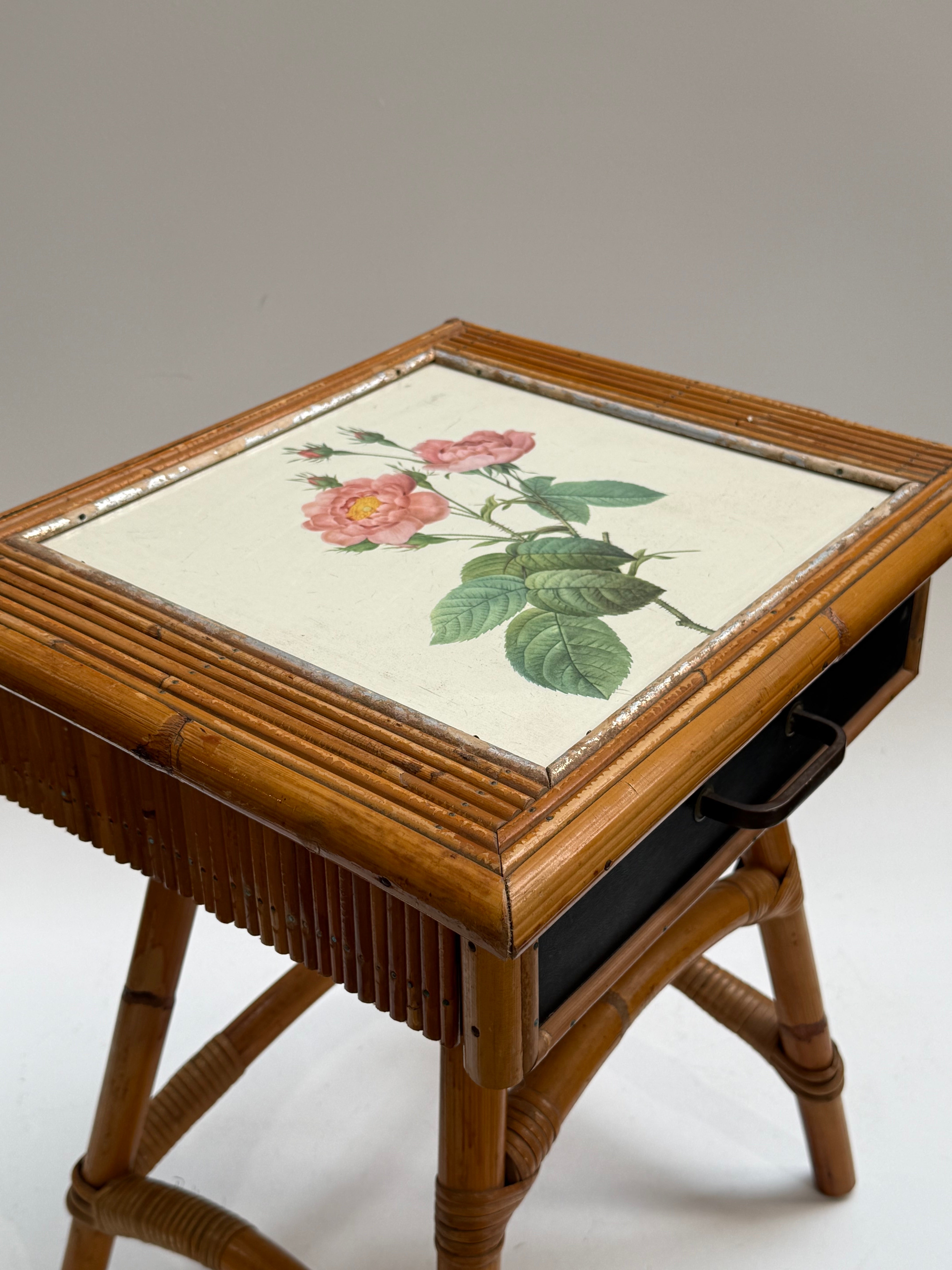 French Bamboo Bedside Table by Audoux Minet