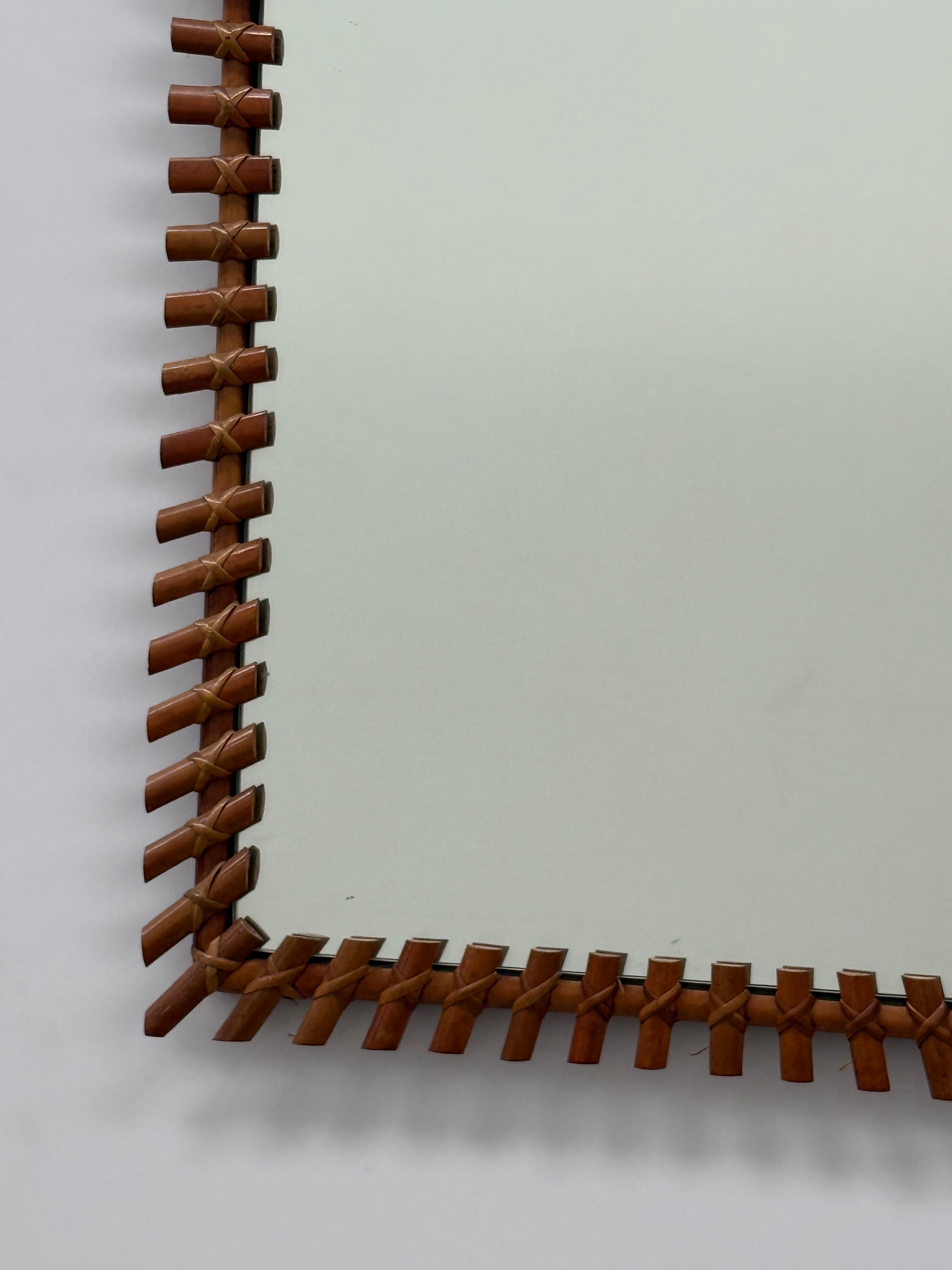 Italian Bamboo Mirror by Bonacina
