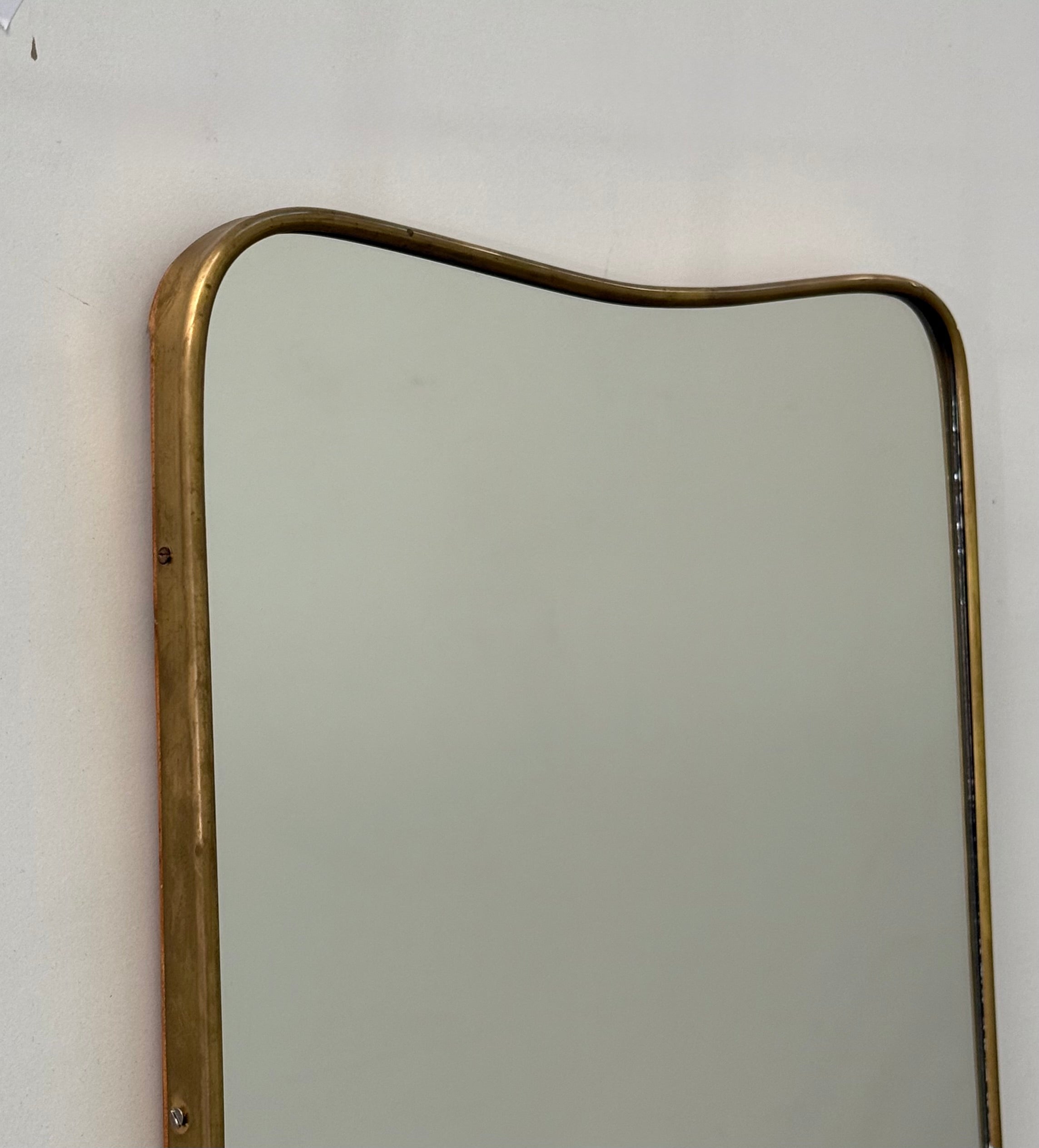 Vintage Italian Brass Shield Mirror