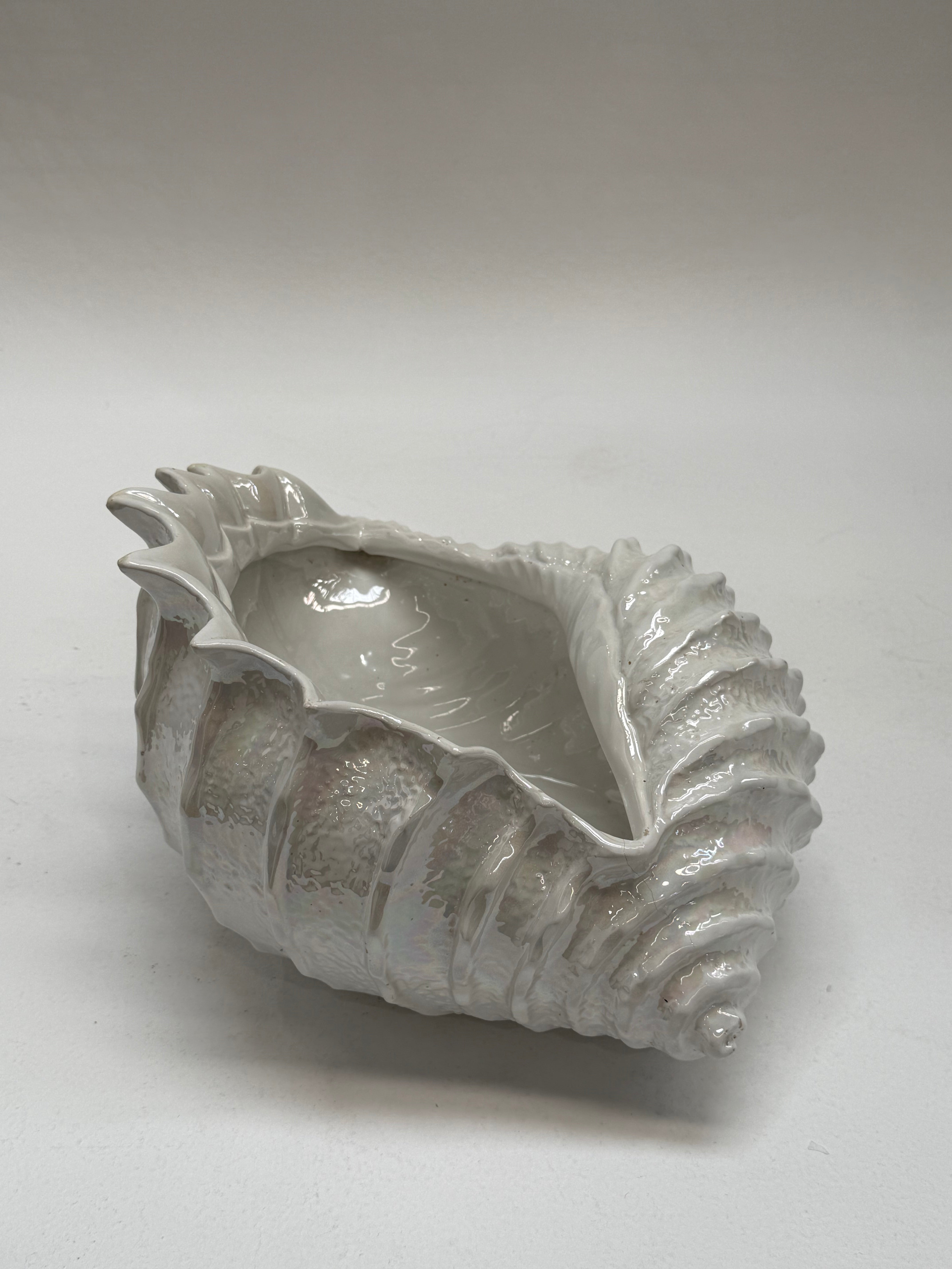 Large Italian Ceramic Shell Vase