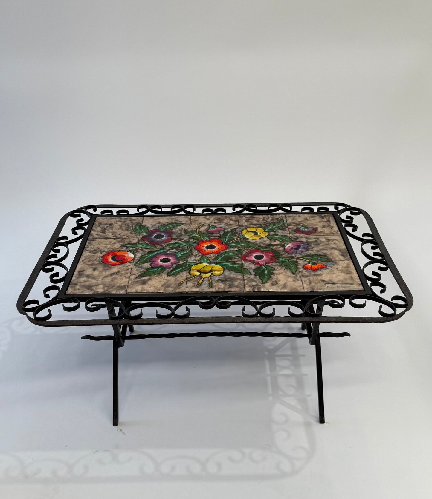 French Wrought Iron Tiled Coffee Table