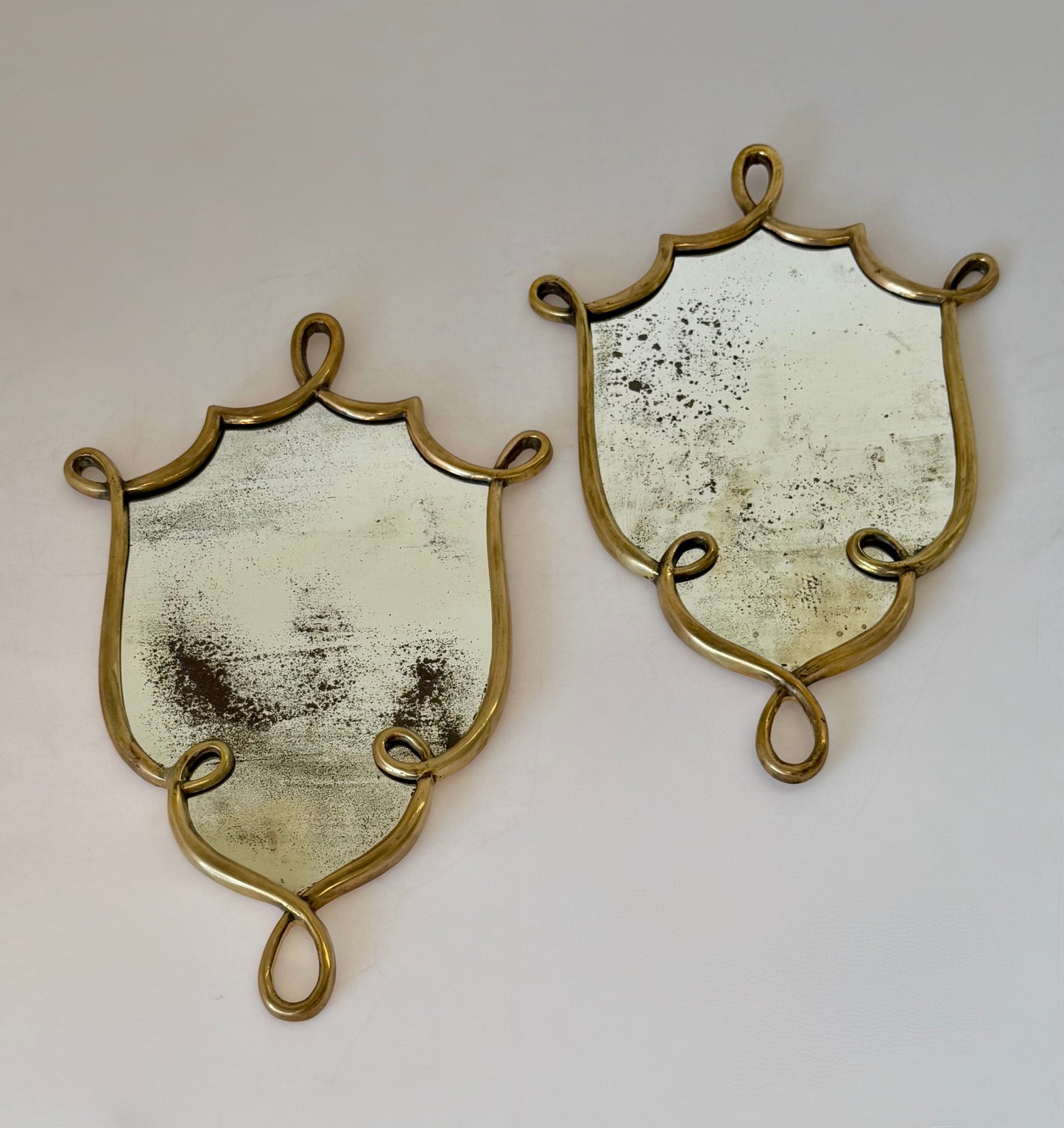 Vintage Italian Brass Ponti Style Mirror - One Available