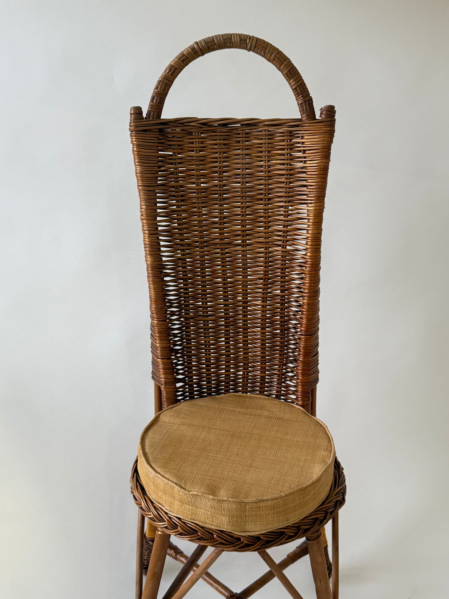 French Bamboo High Back Chair - Two Available