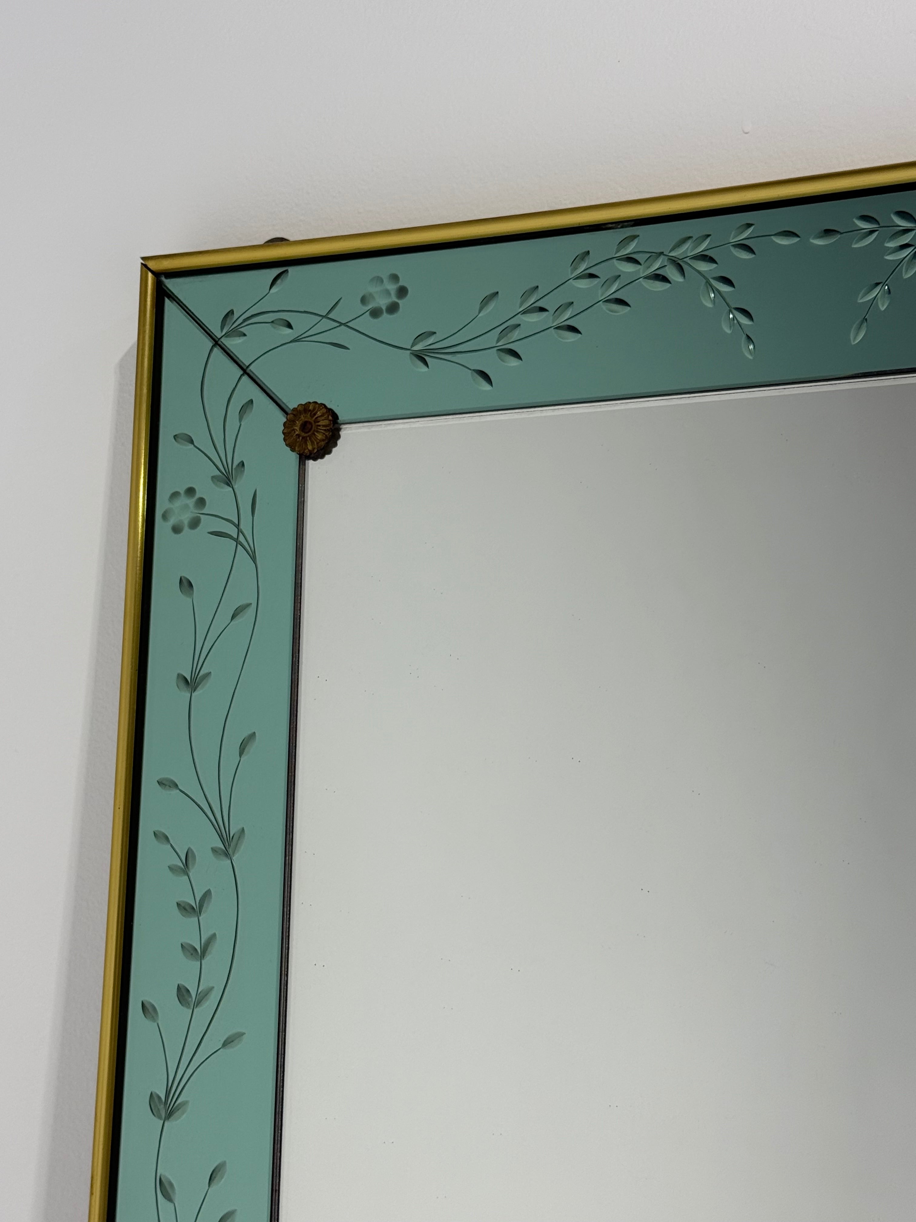 Italian Etched Glass Mirror by Cristal Arte