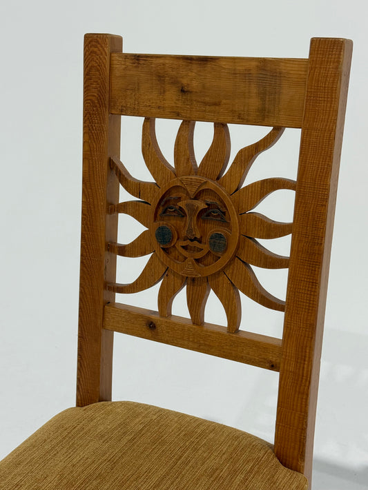 Italian Handmade Sun Motif Dining Chair by Fausto Sangiovanni - 2 Available