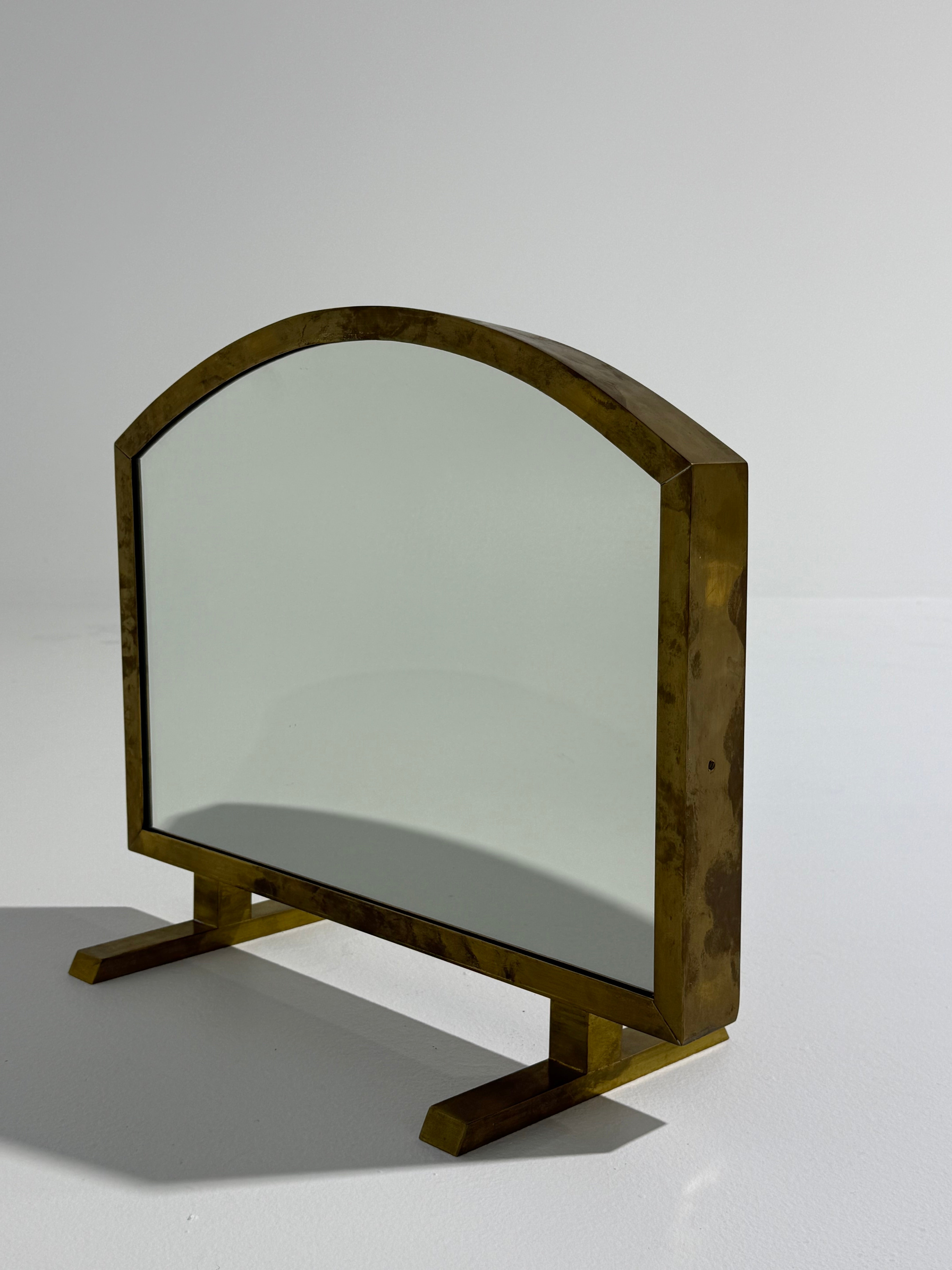 Vintage Italian Brass Vanity or Table Mirror