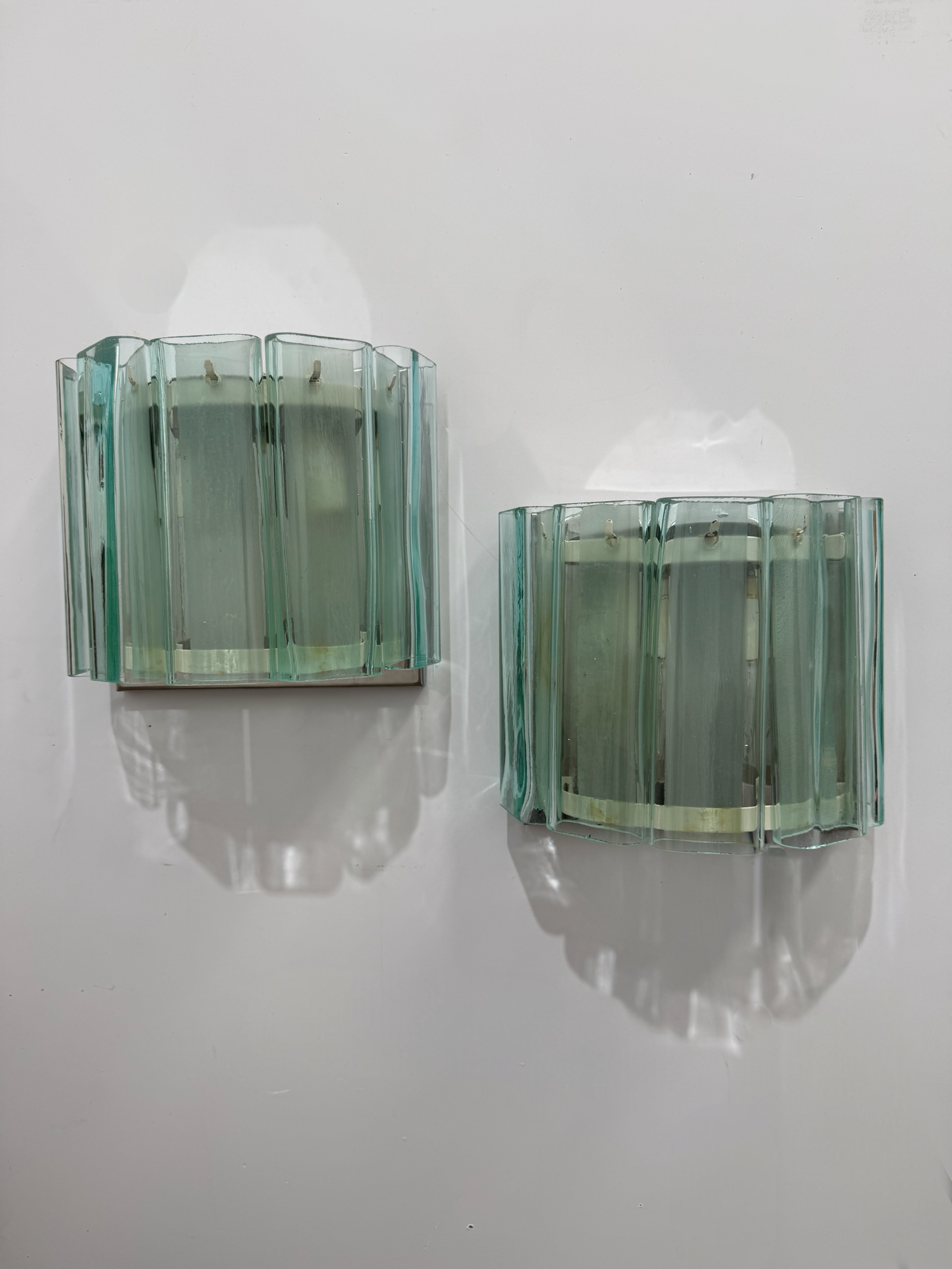 Pair of Murano Glass Fontana Arte Style Wall Lights