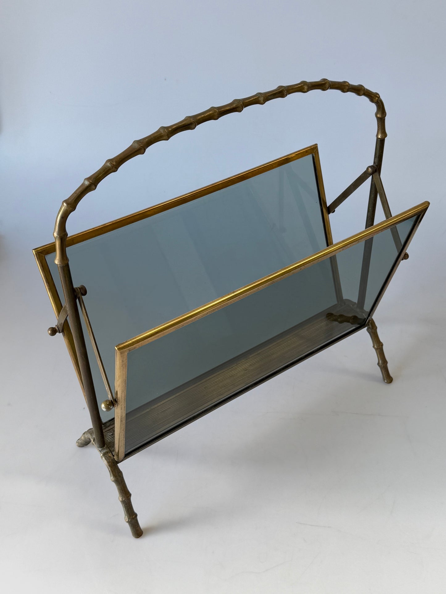 Brass Faux-Bamboo Magazine Rack by
Maison Baguès