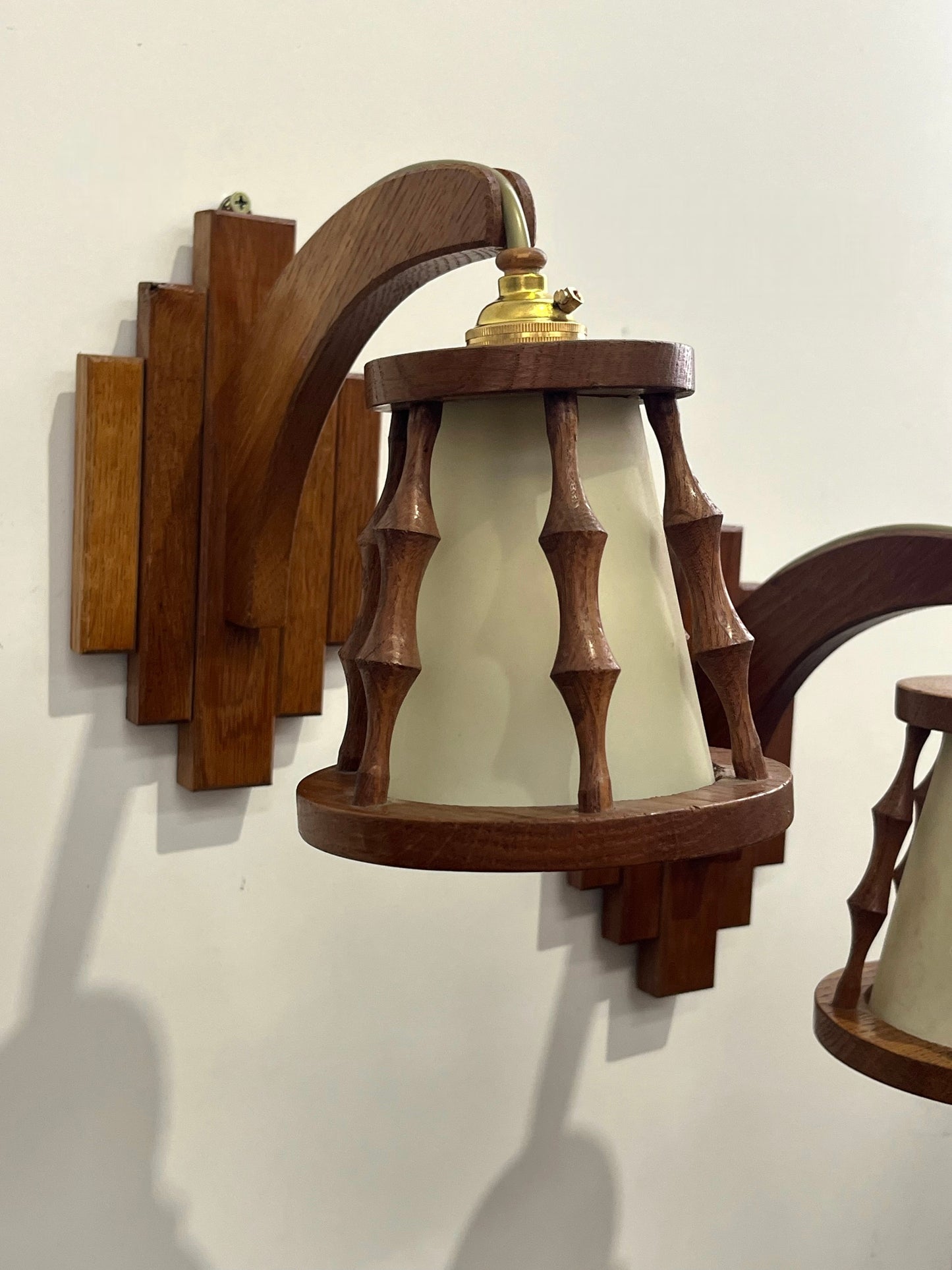 Pair of French Timber Wall Lights