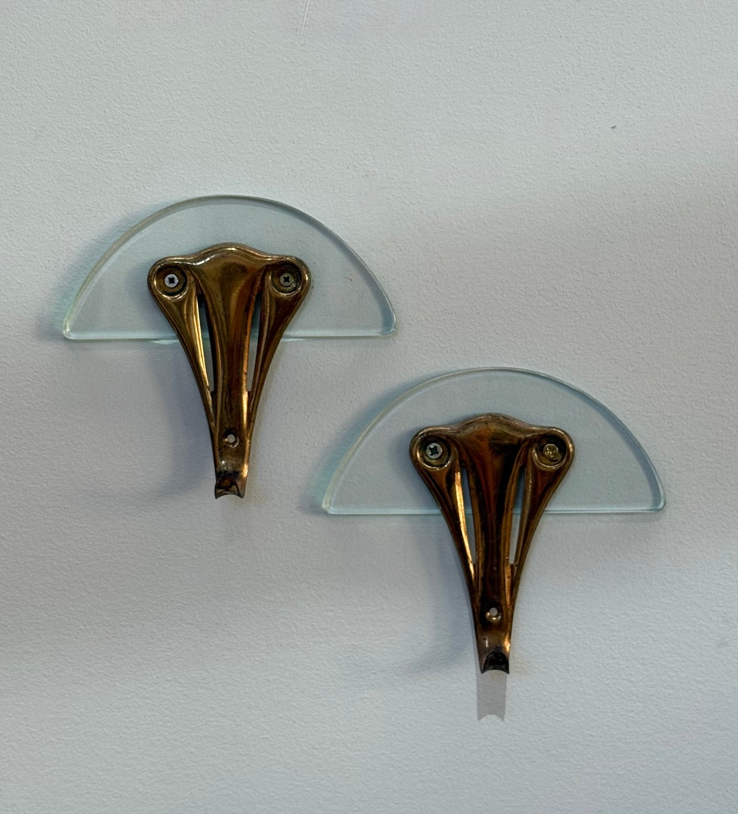 Italian Brass and Glass Coat Hook - One Available
