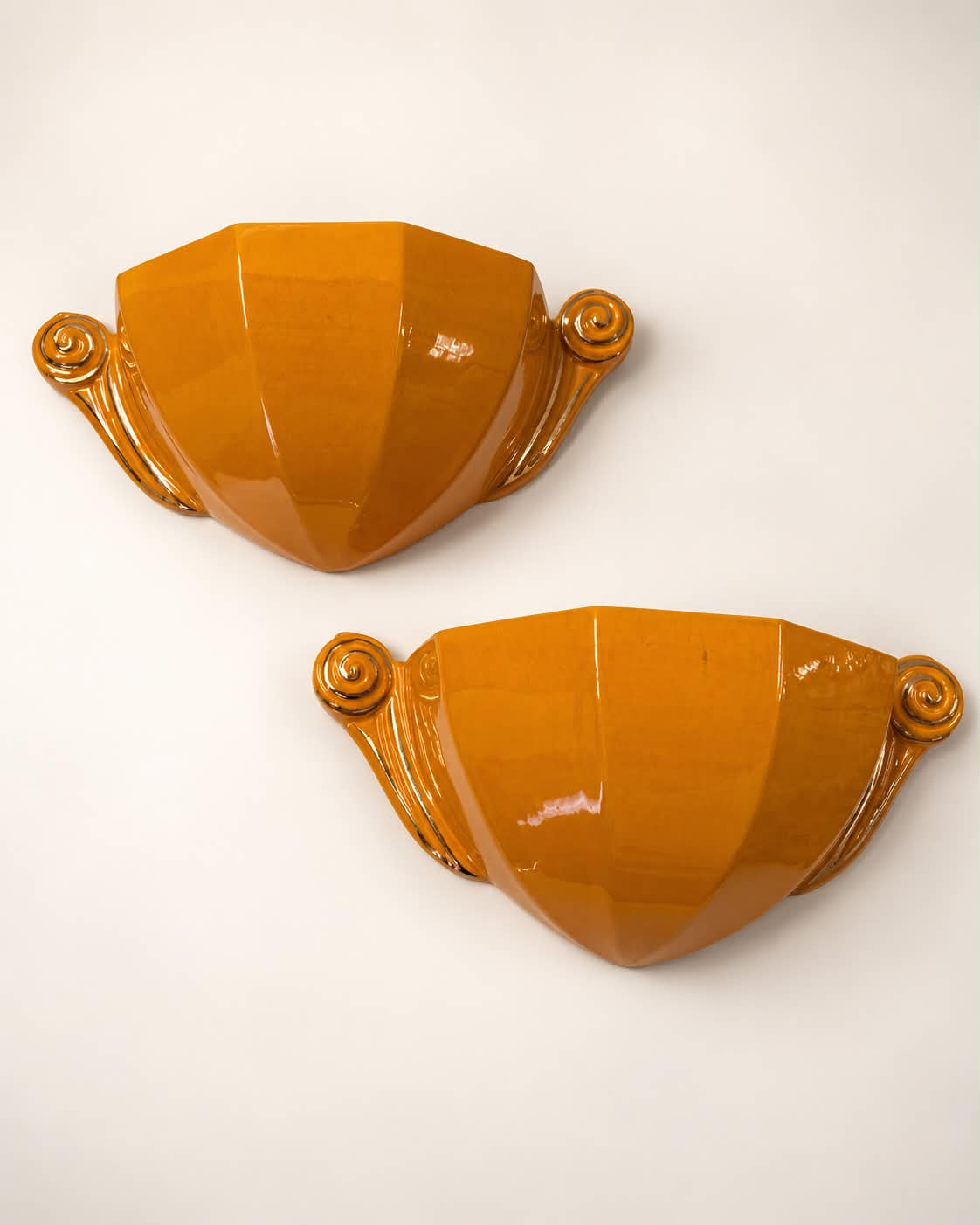 Pair of French Ceramic Wall Lights by Longwy