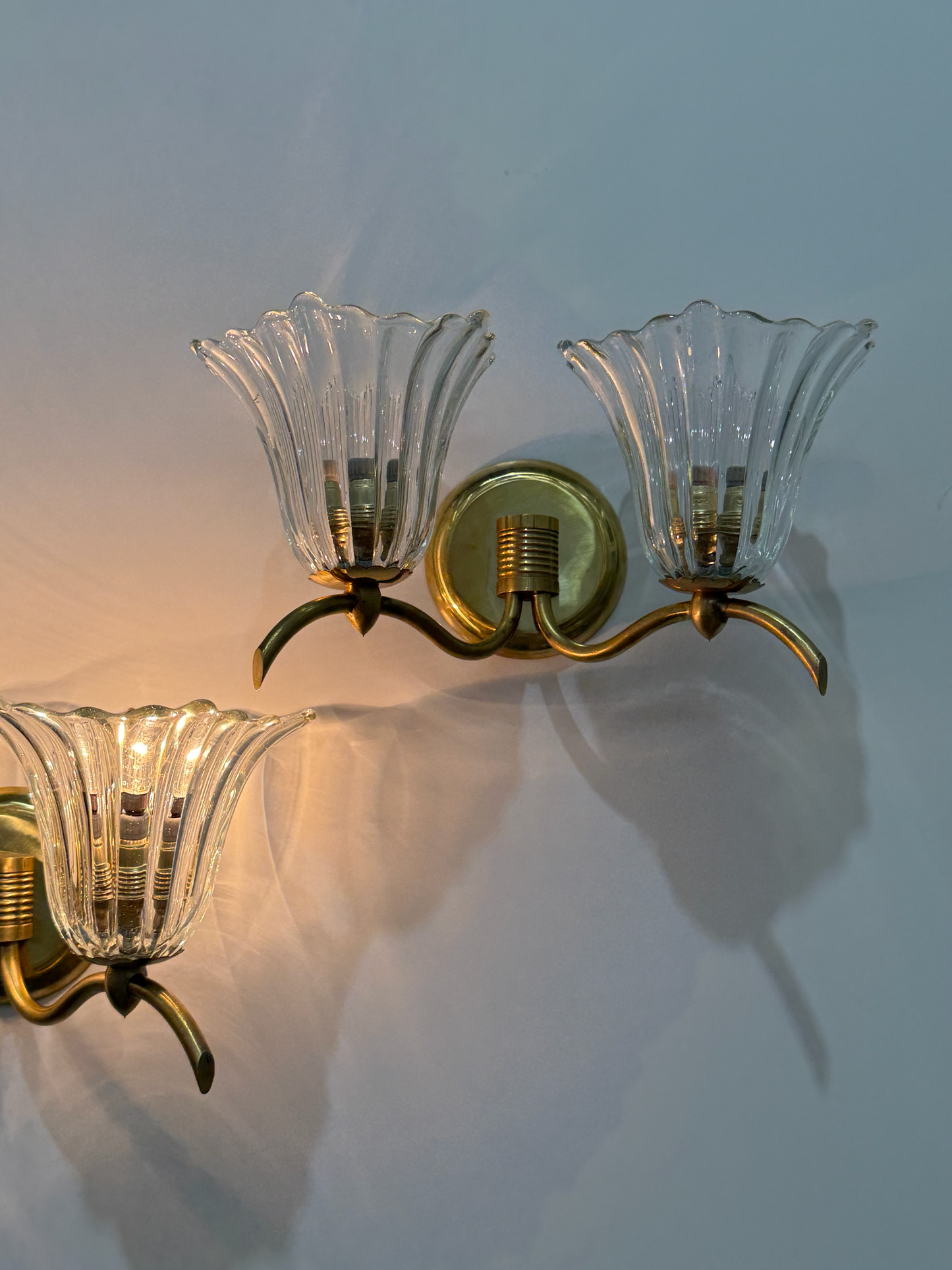 Double Bowl Murano Wall Light by Barovier - Two Available
