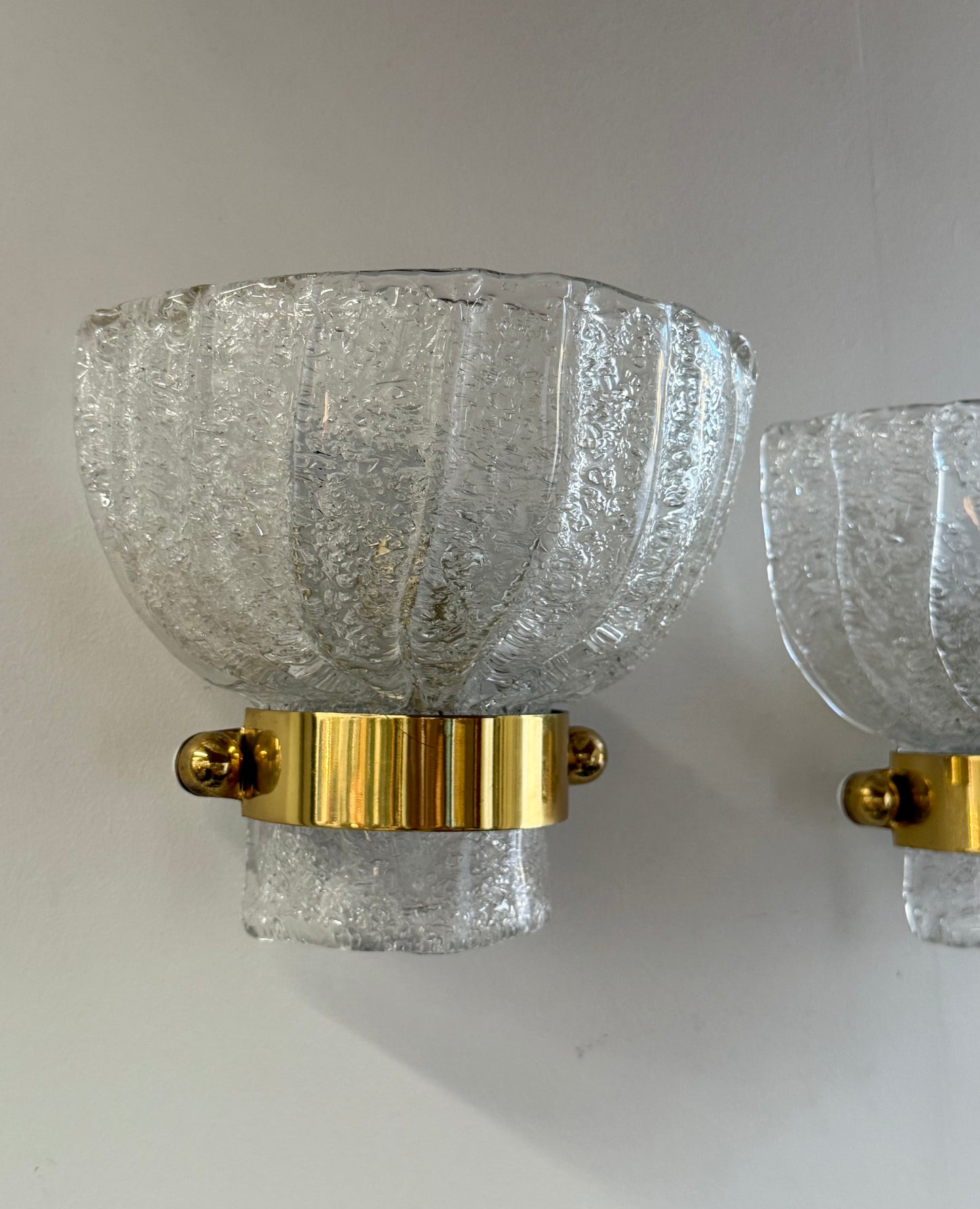 Pair of Murano Glass Wall Lights by Hillebrand