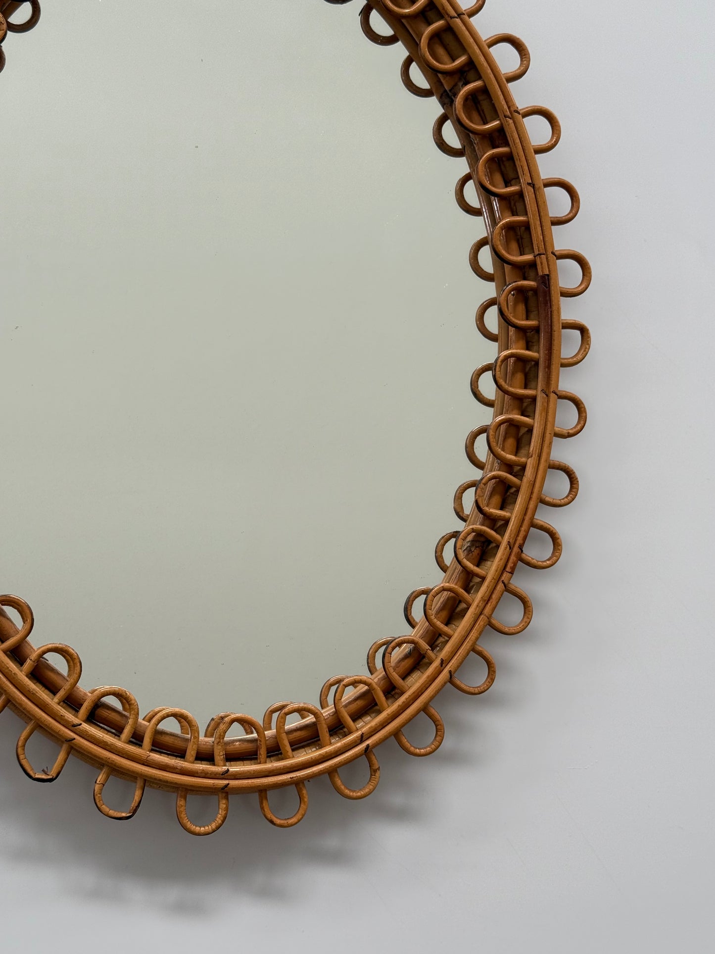 Vintage Italian Bamboo Mirror by Bonacina
