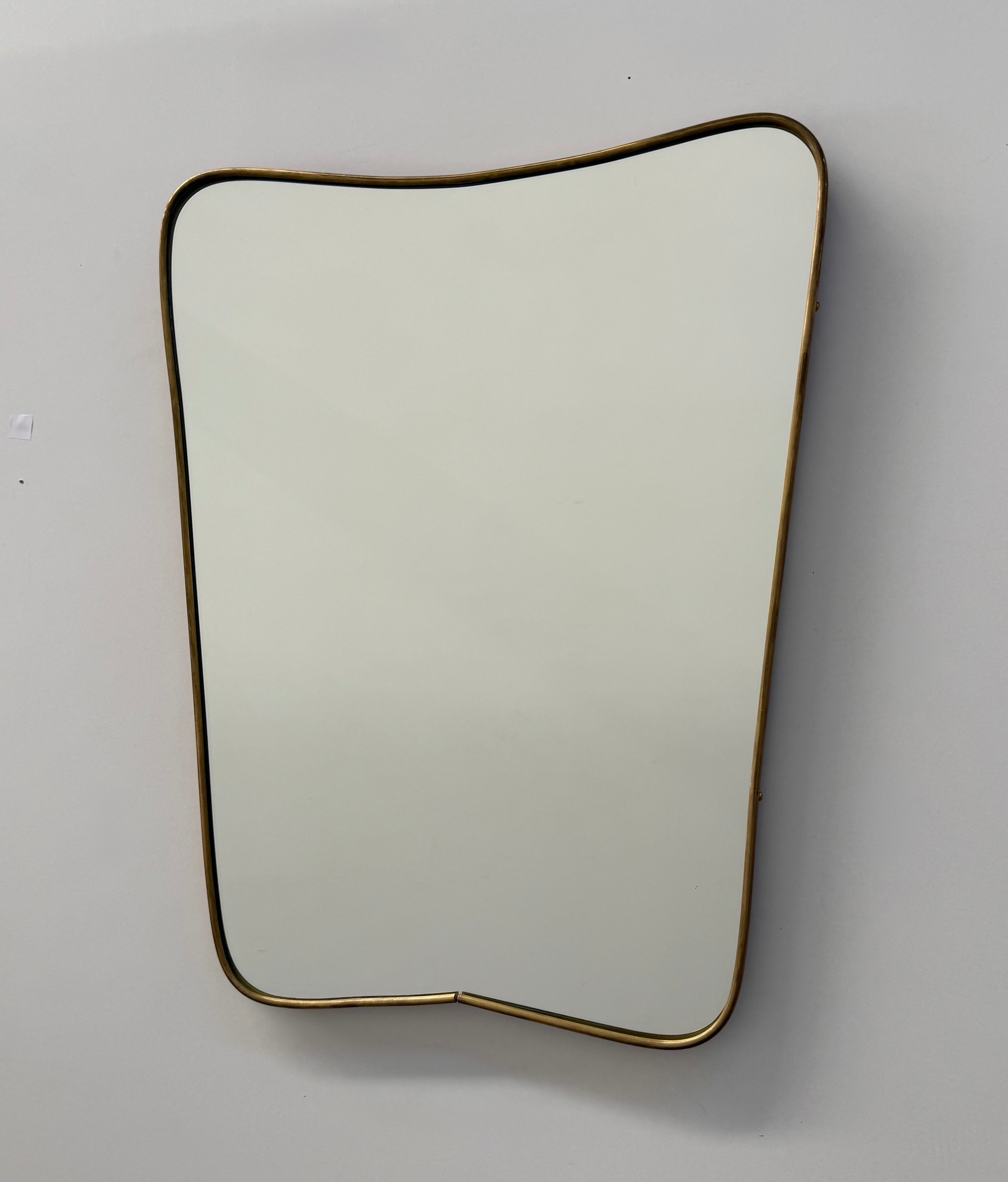 Vintage Italian Brass Shield Mirror