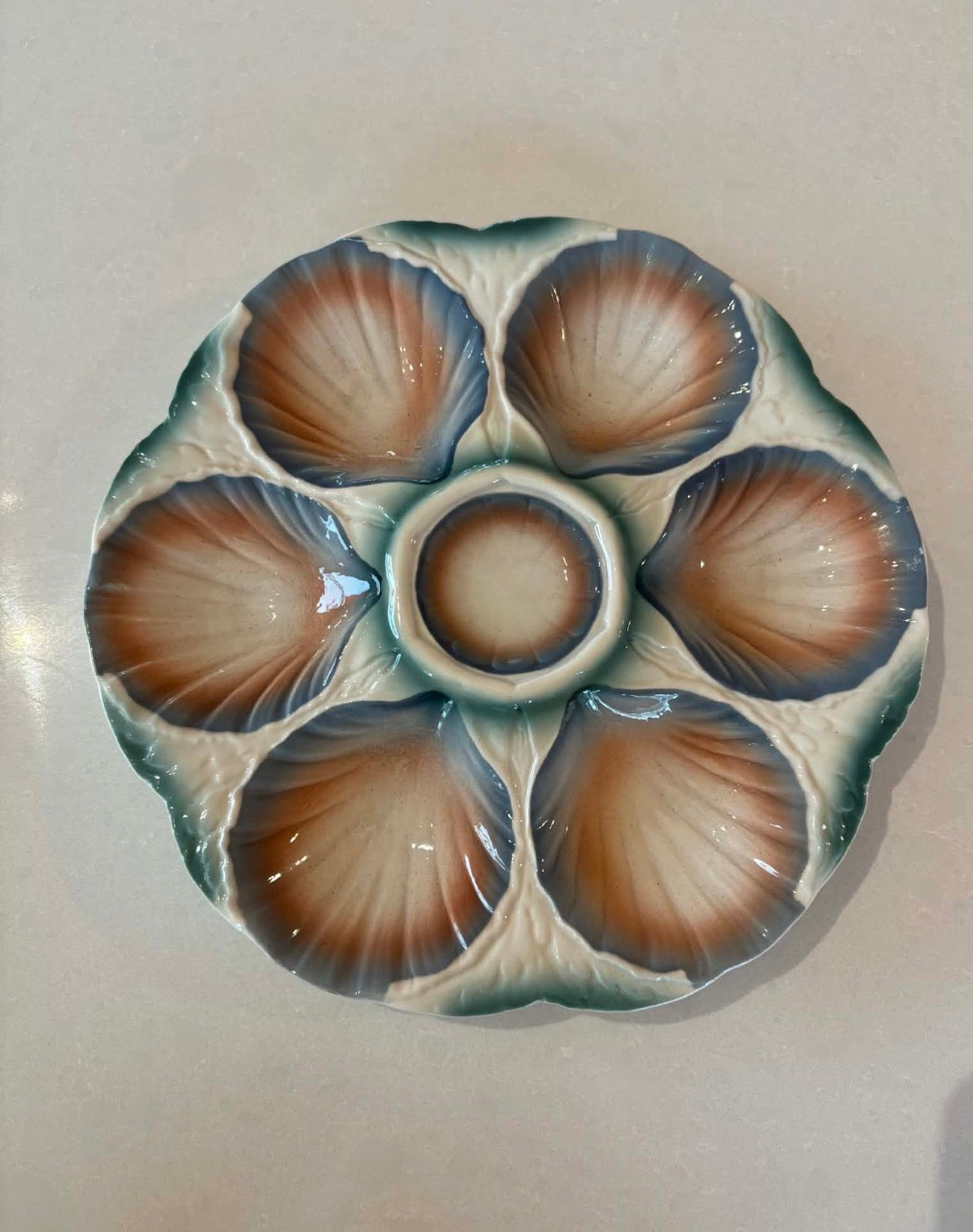 Vintage French Oyster Plate by Sarreguemines - 3 Available