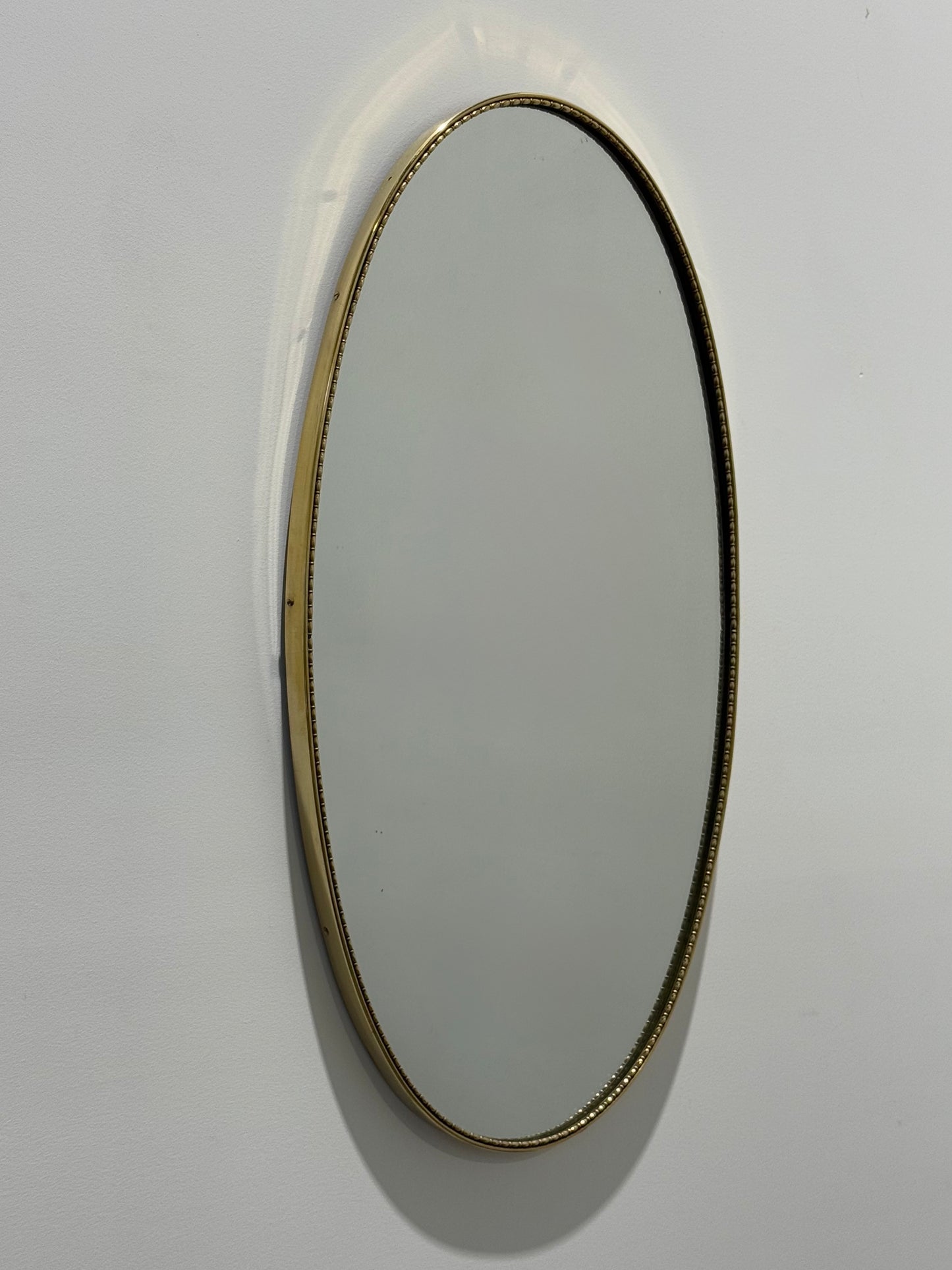 Vintage Italian Oval Brass Mirror with Beading