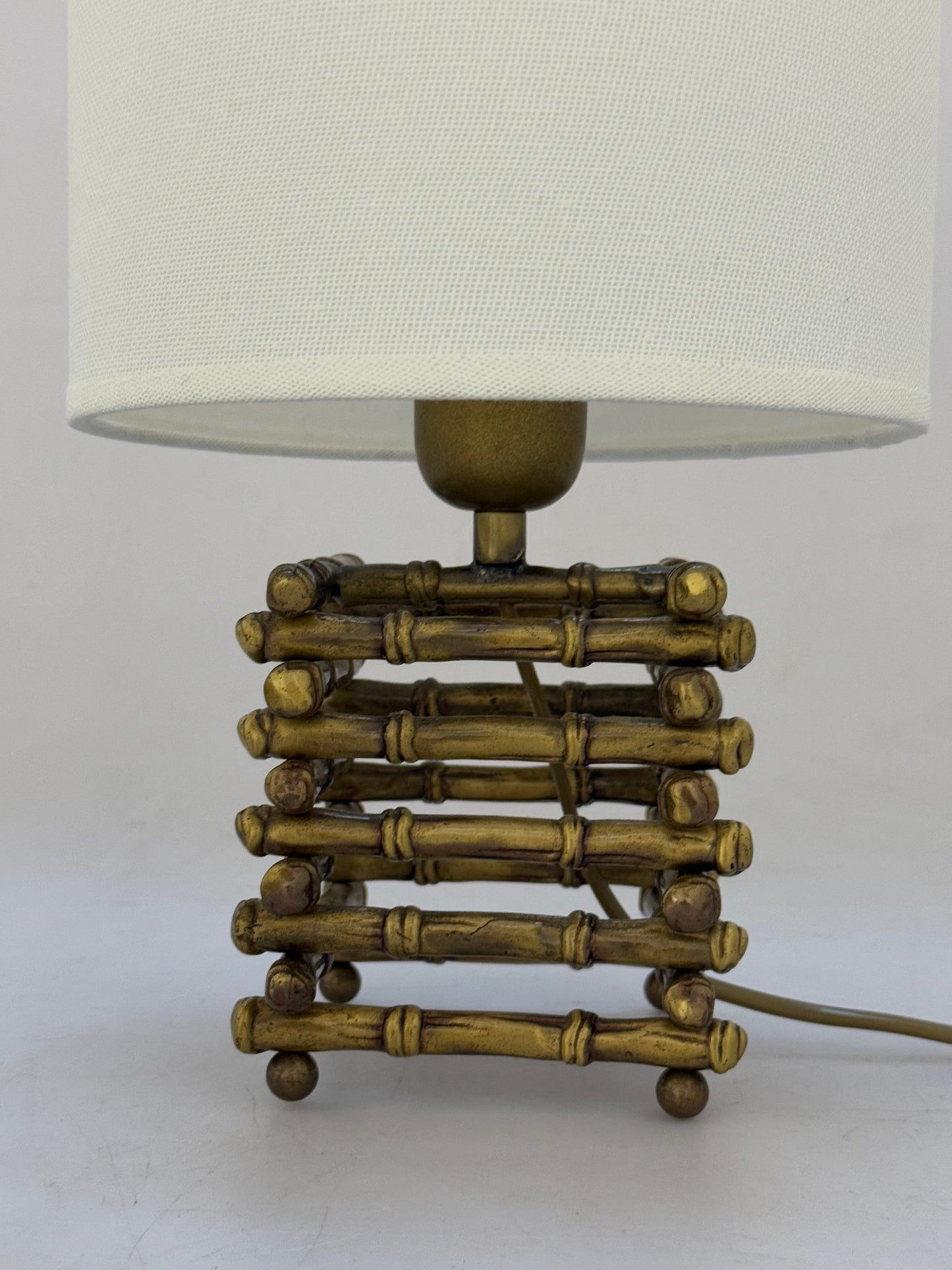 Vintage Brass Faux Bamboo Lamp - Two Available