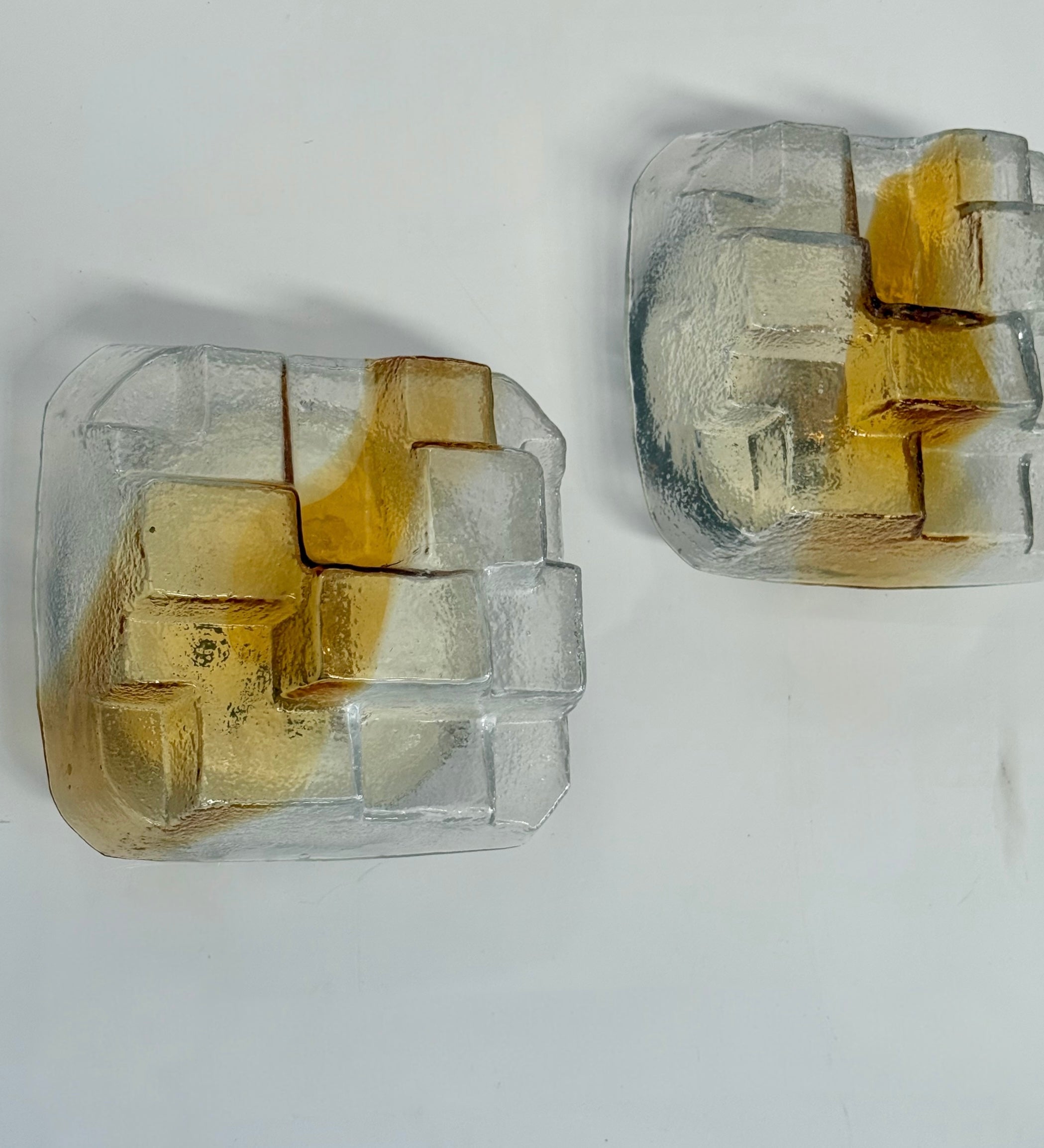 Pair of Italian Murano “Cubo” Wall Lights by Mazzega