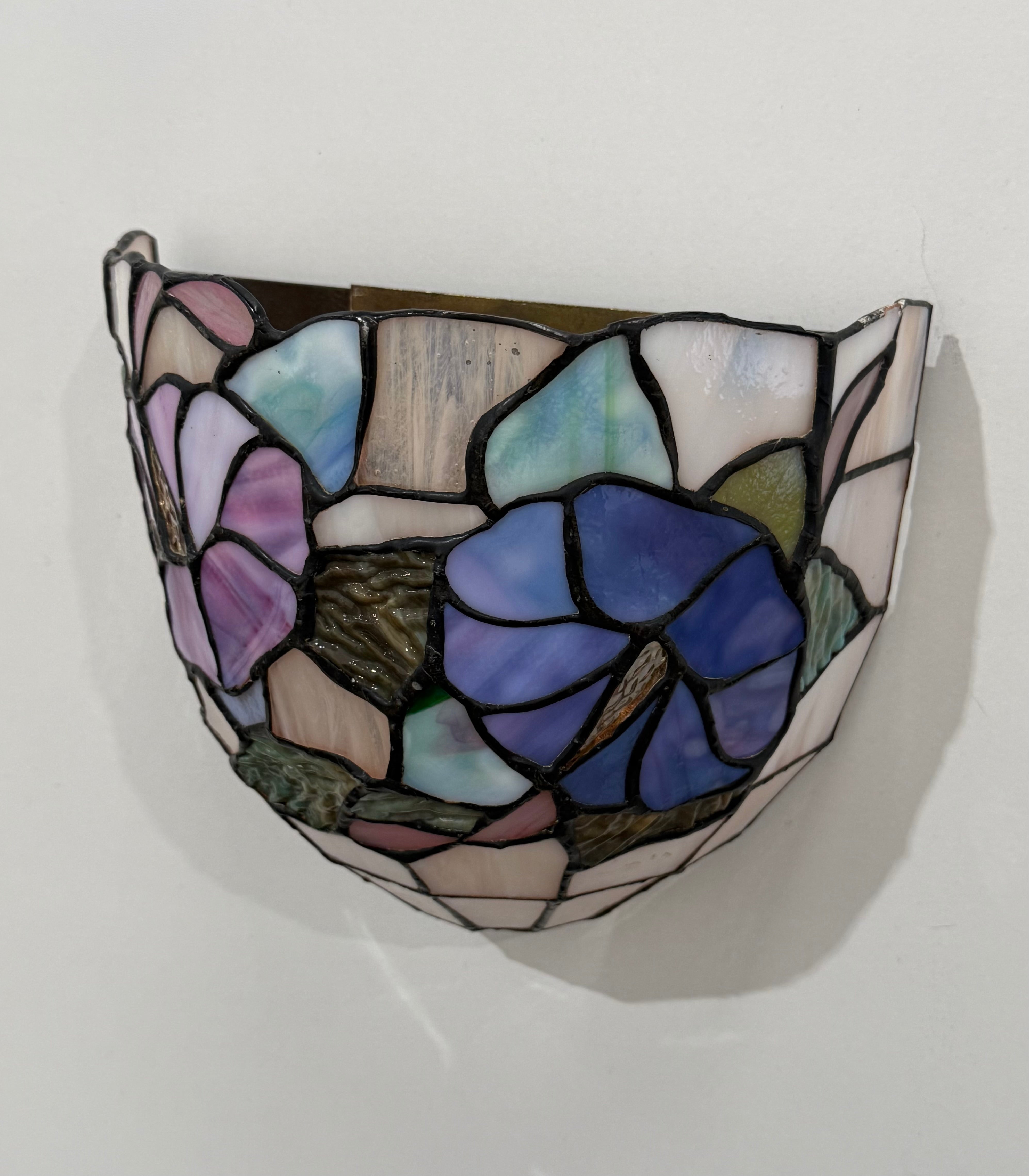 Vintage Tiffany Stained Glass Wall Lights - Two Available