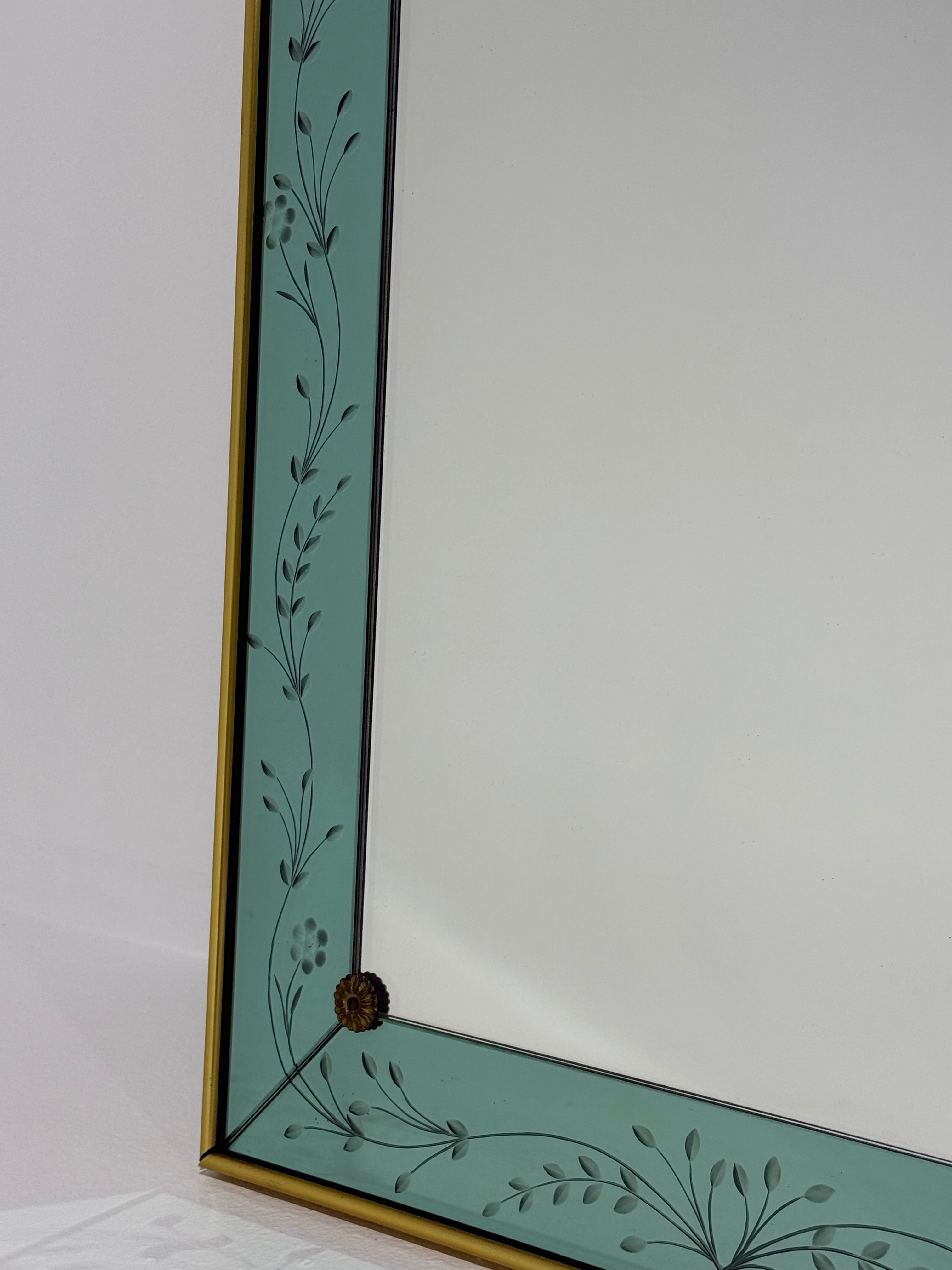 Italian Etched Glass Mirror by Cristal Arte