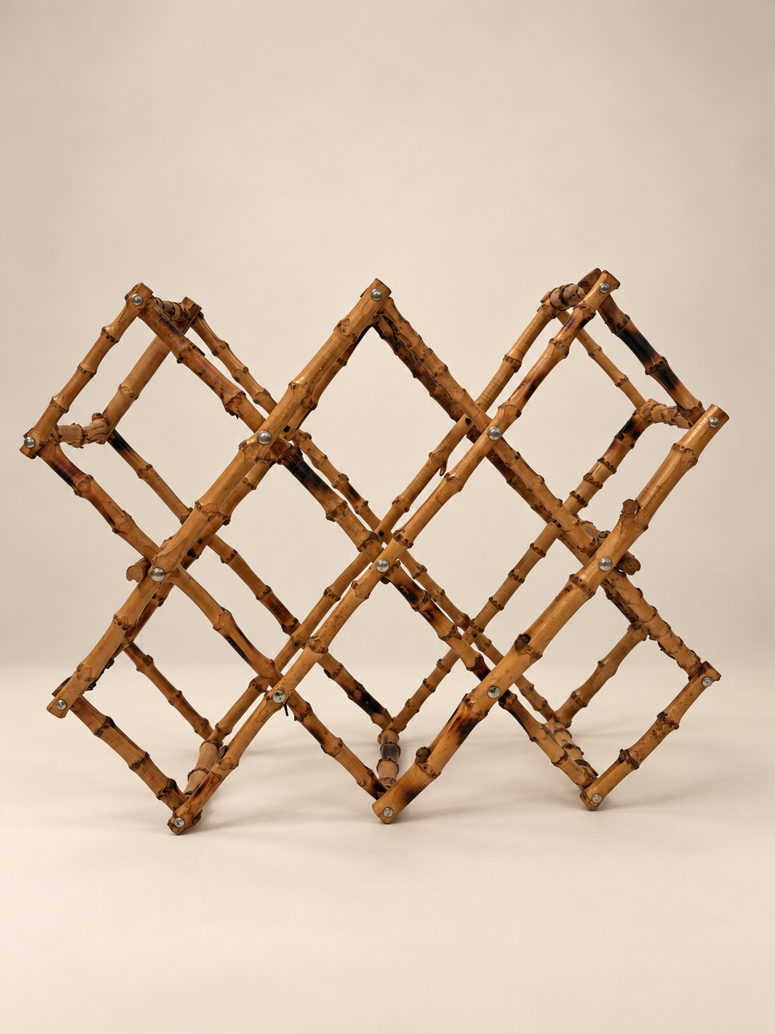 Vintage Bamboo Folding Wine Rack