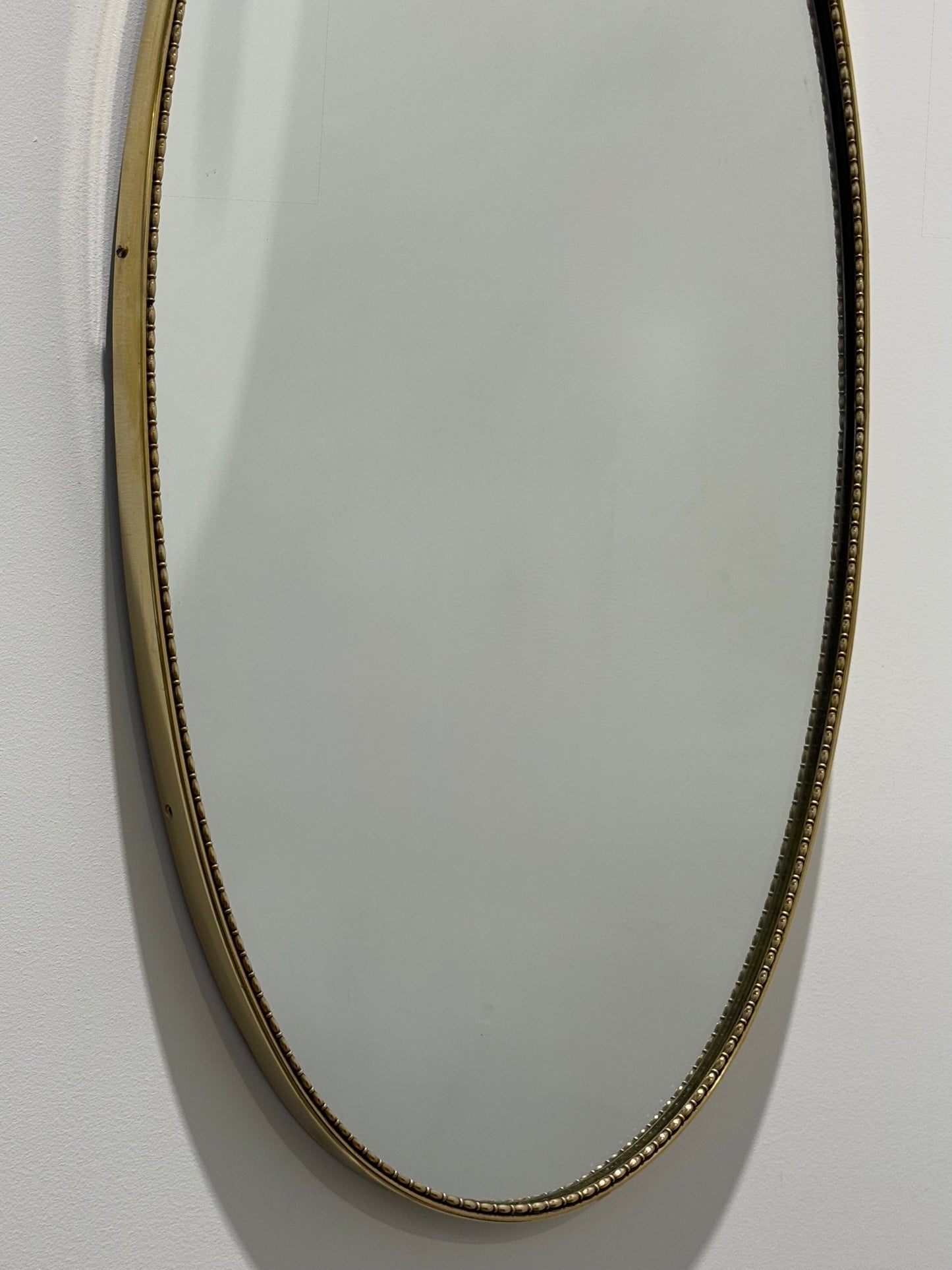 Vintage Italian Oval Brass Mirror with Beading
