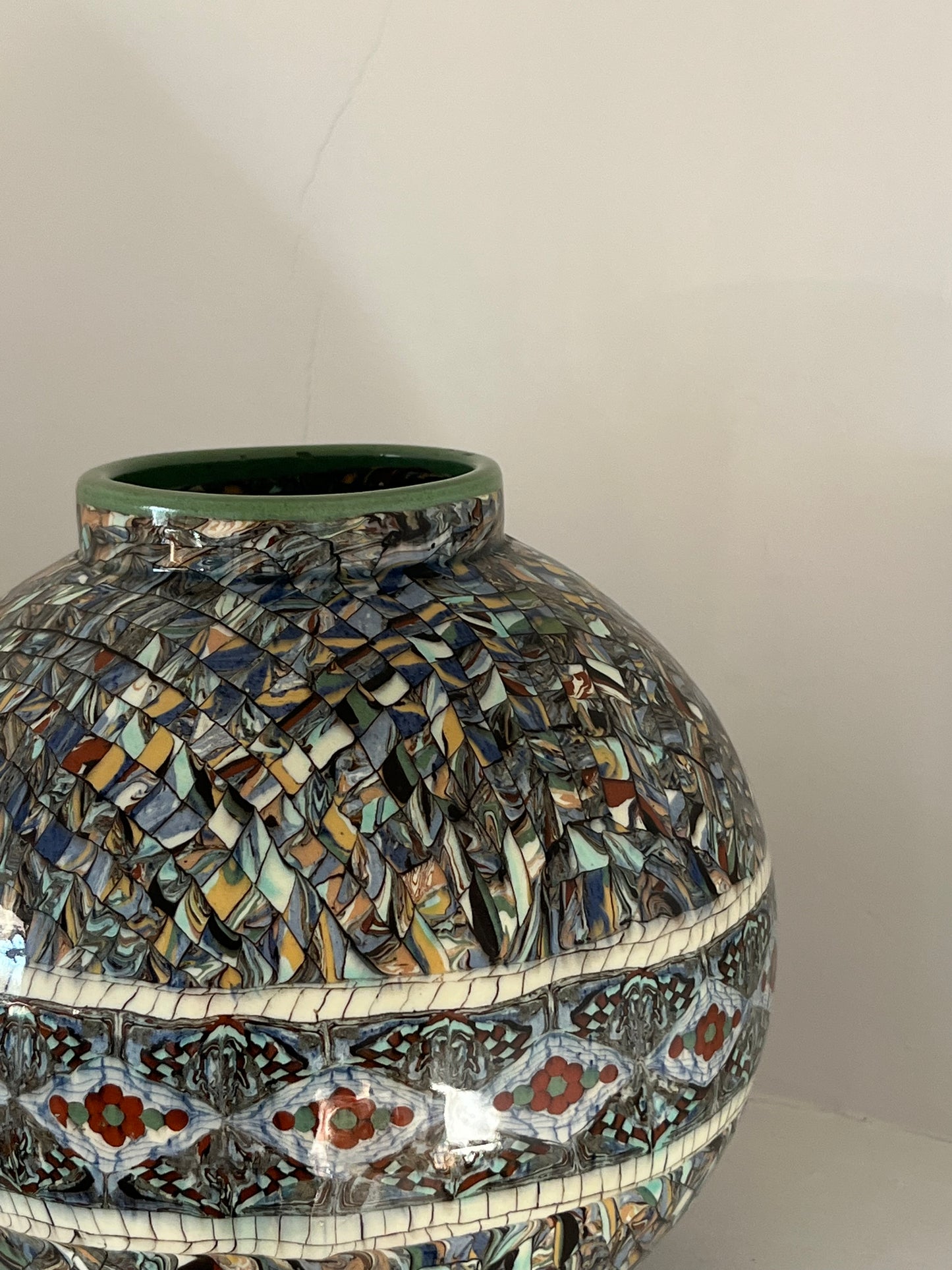 French Ceramic Mosaic Vase by Jean Gerbino, Vallauris