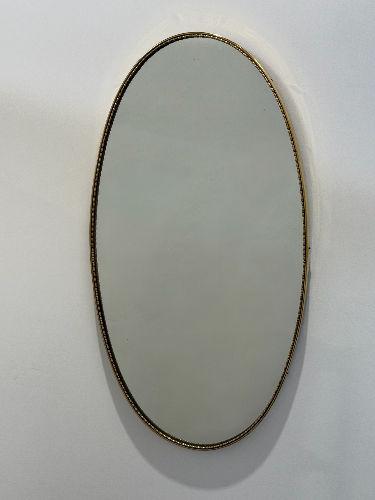Vintage Italian Oval Brass Mirror with Beading