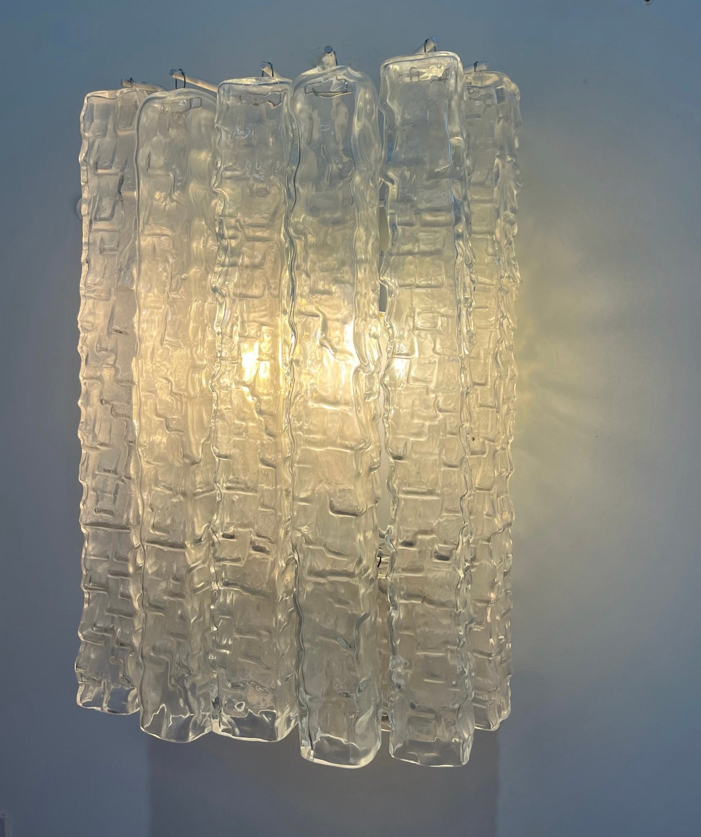 Pair of Murano Glass Tube Wall Lights by Venini