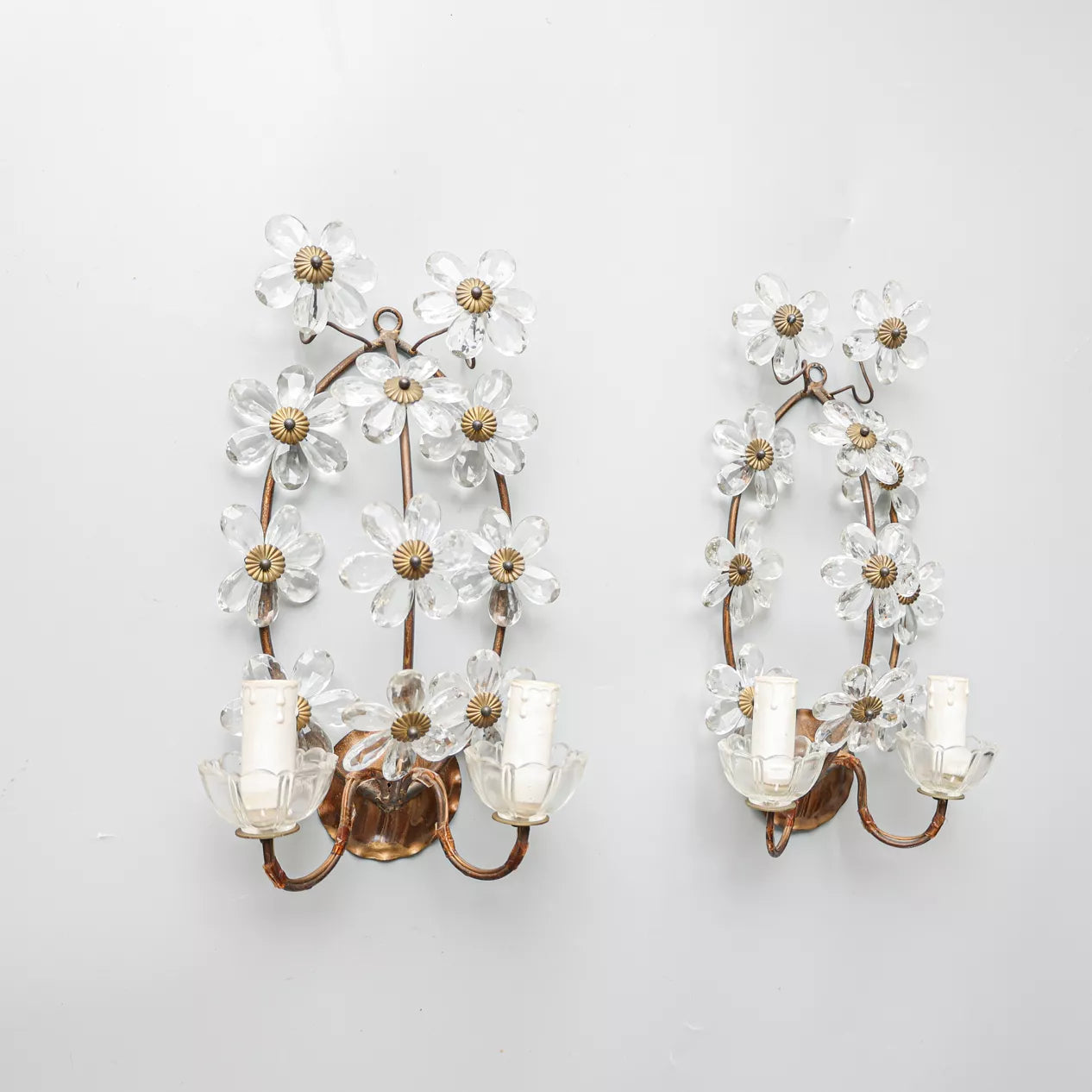 Pair of Italian Glass Flower Wall Lights