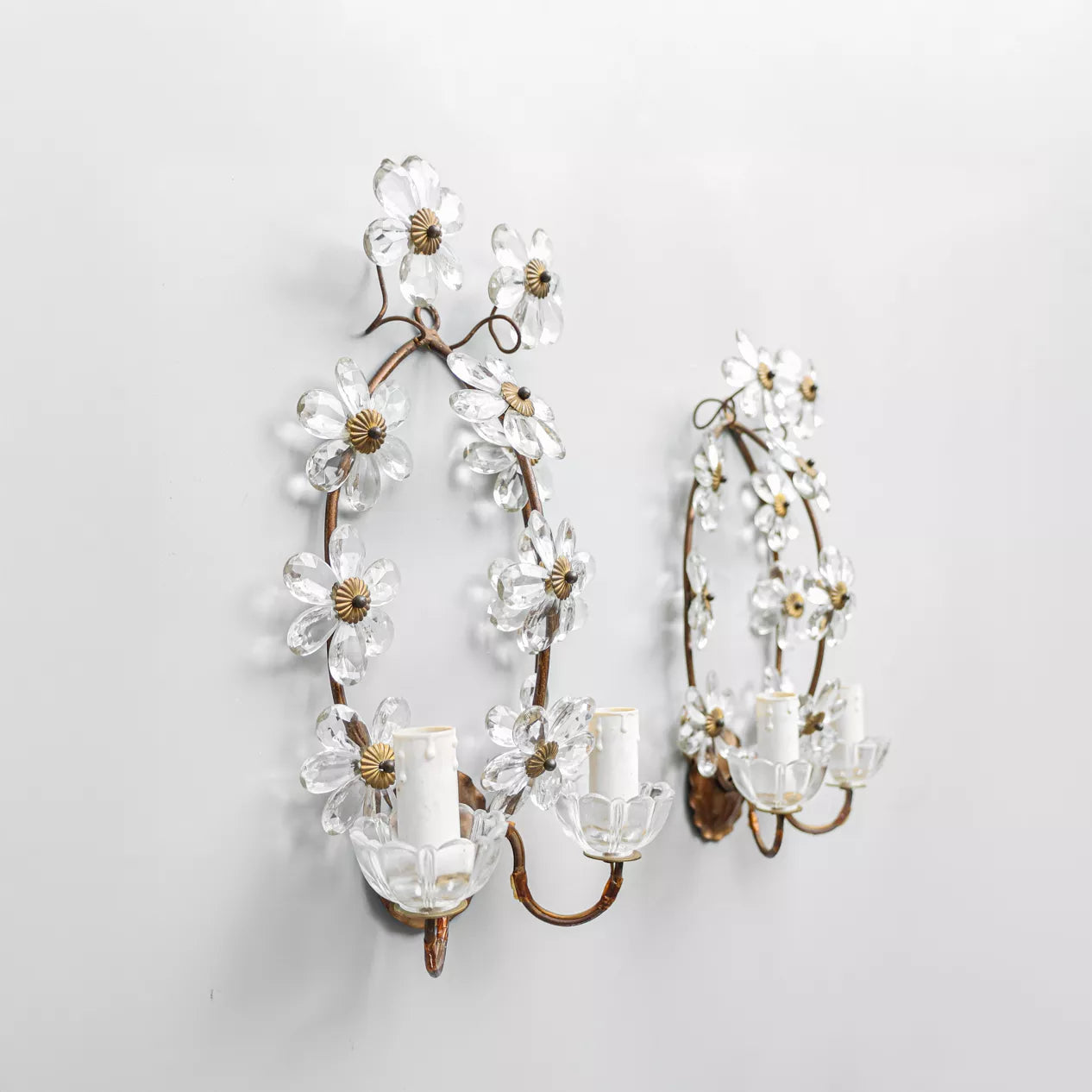 Pair of Italian Glass Flower Wall Lights