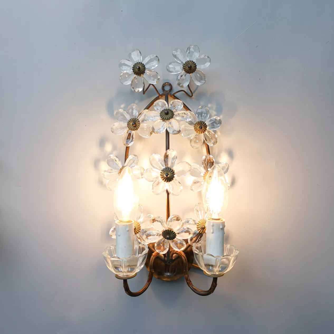 Pair of Italian Glass Flower Wall Lights
