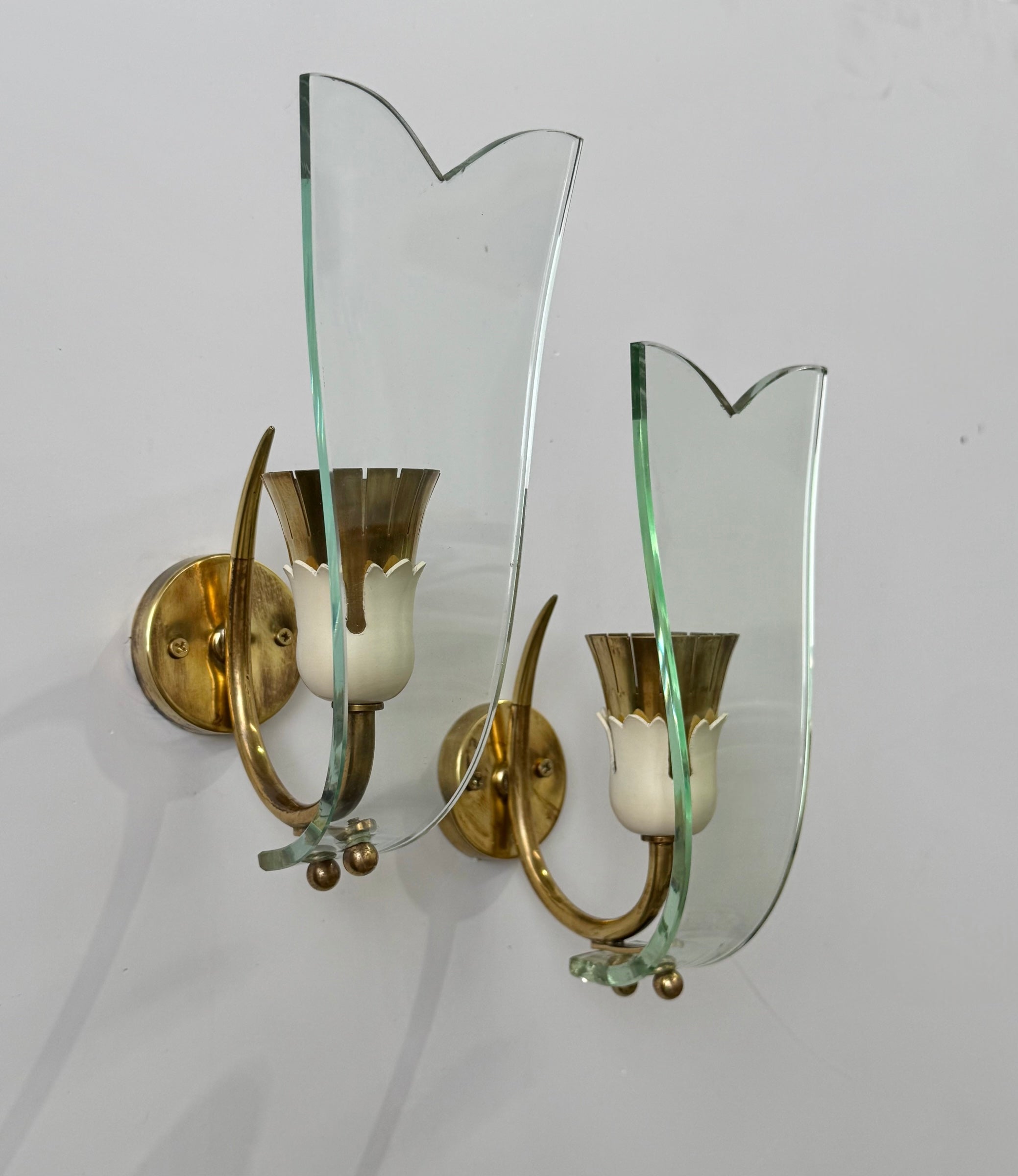 Pair of 1950’s Italian Glass Wall Lights