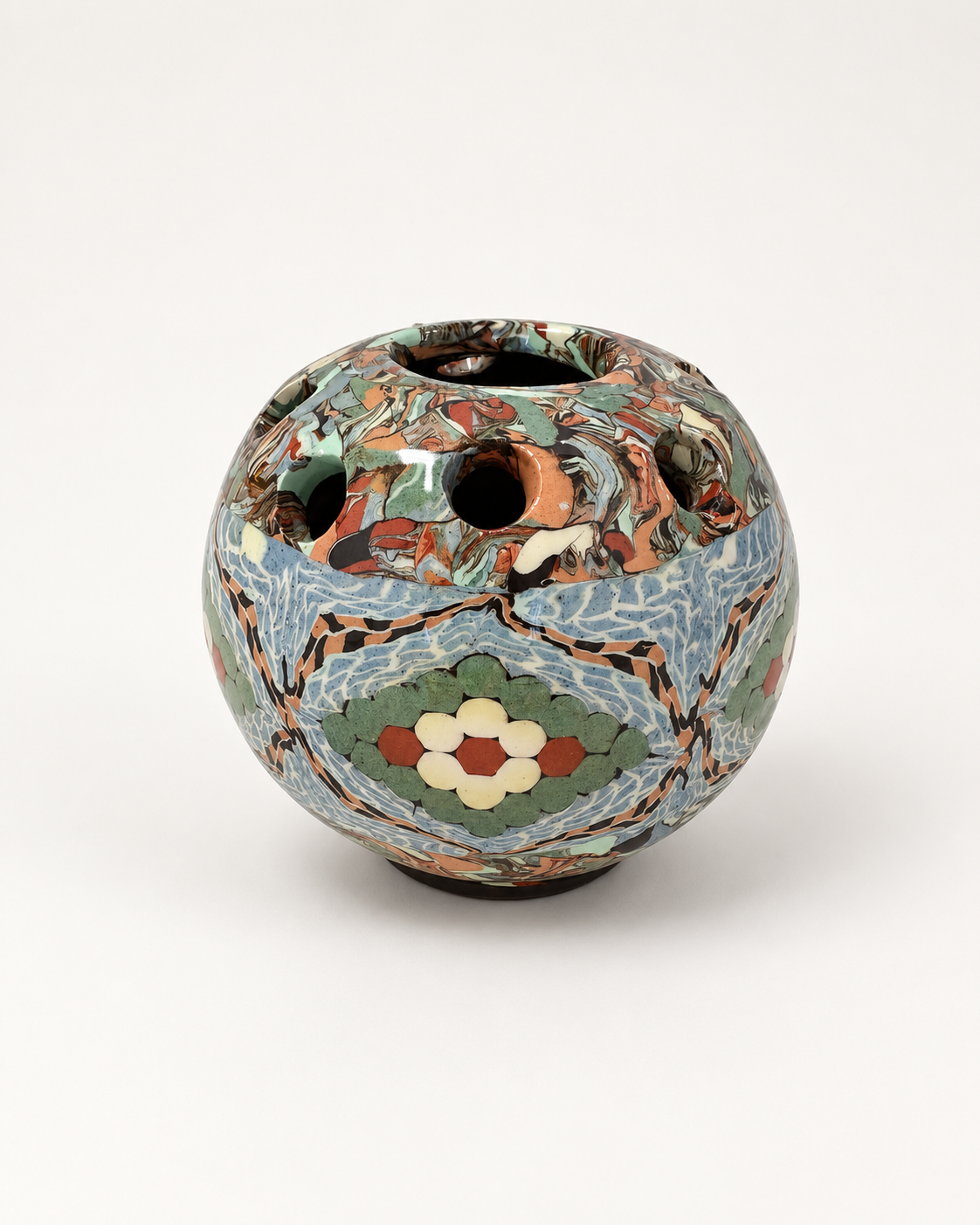 French Mosaic Ceramic Bud Vase by Jean Gerbino