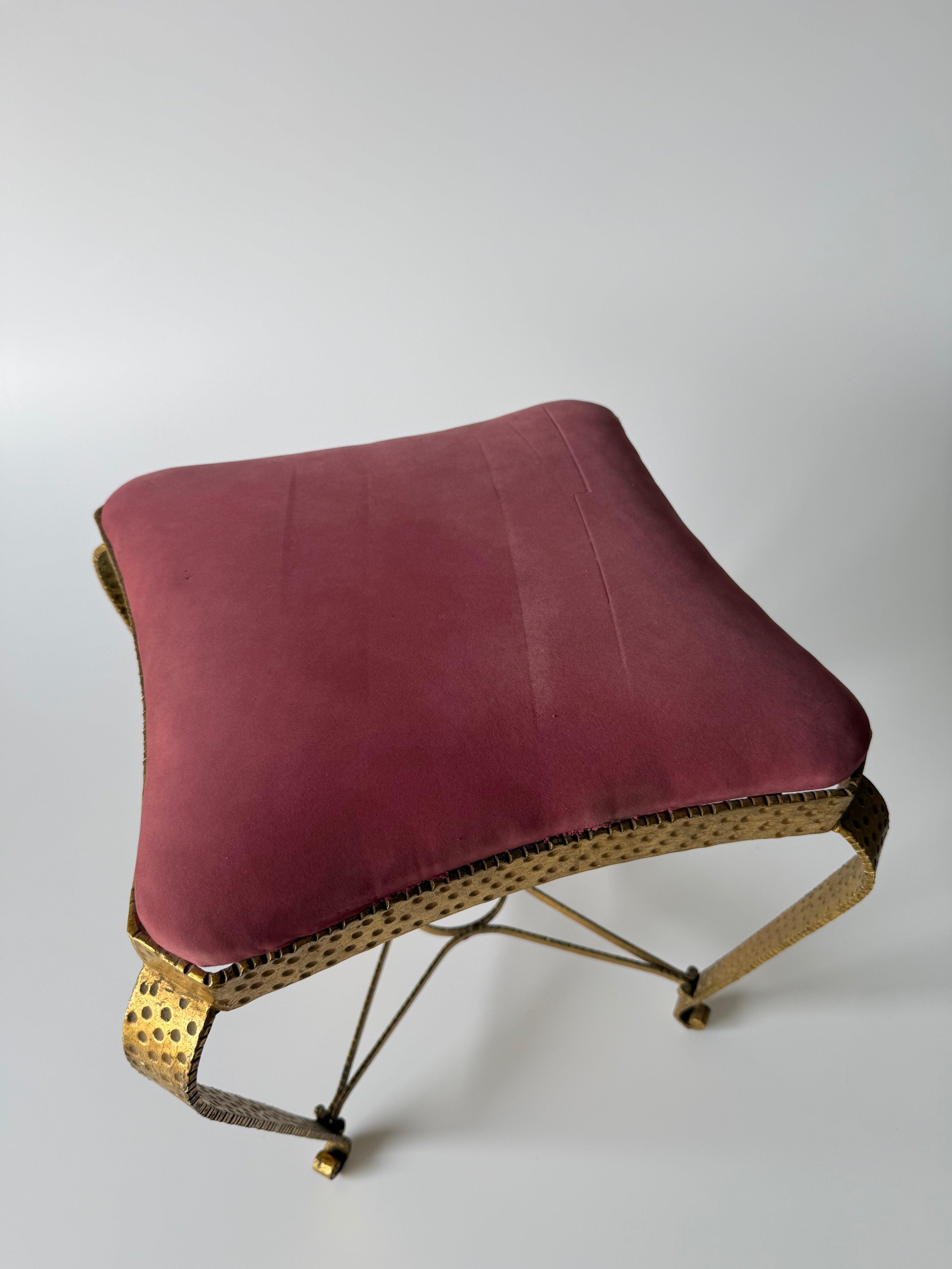 PRE-ORDER: Gilded Iron Stool by Pierluigi Colli - Two Available