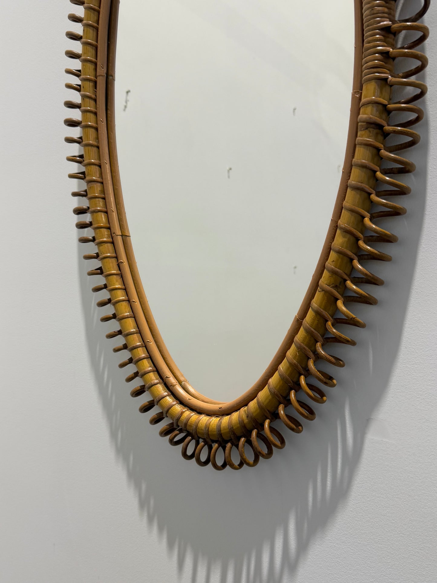 Large Italian Bamboo Mirror by Franco Albini