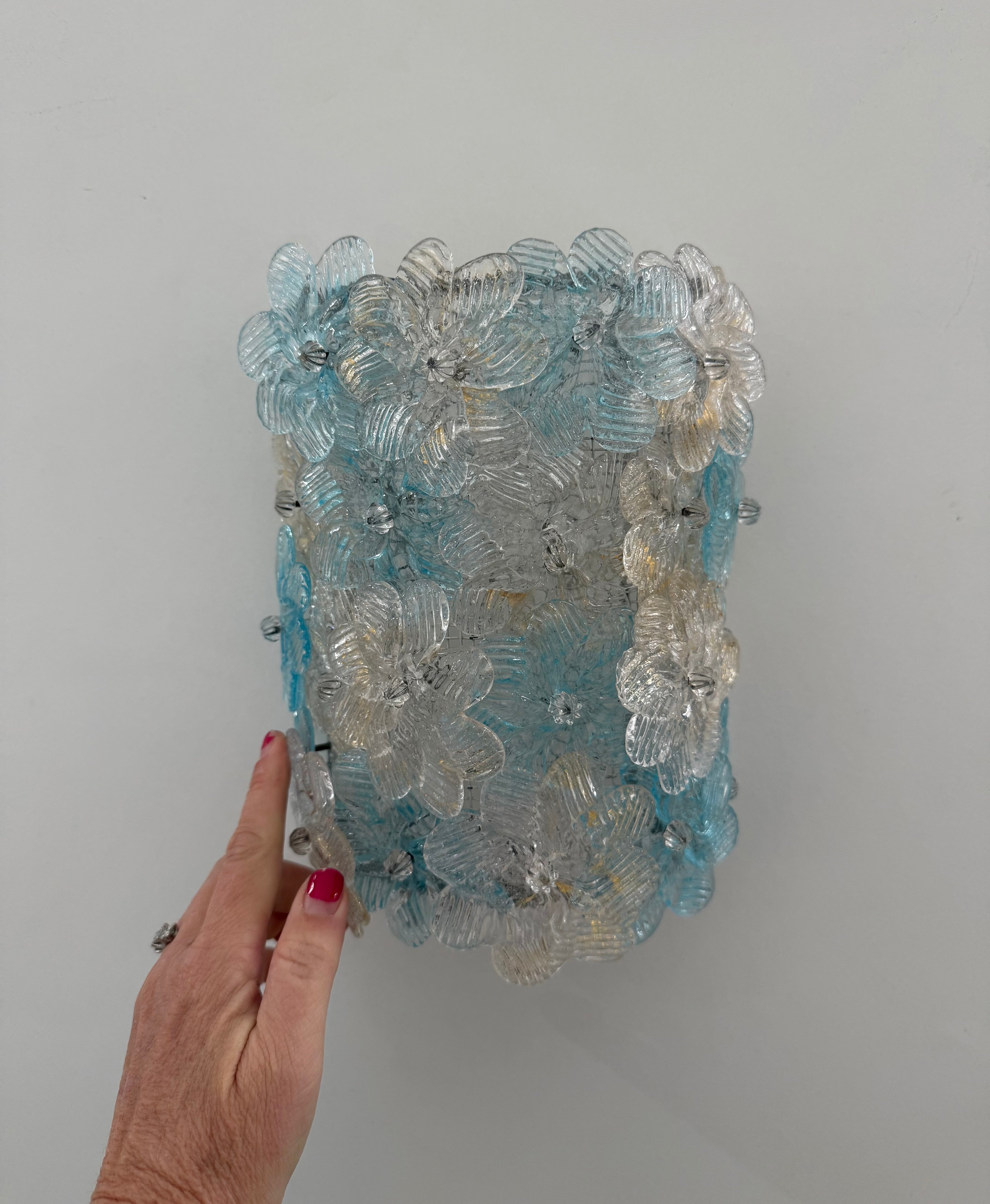 Pair of Murano Flower Wall Lights by Seguso