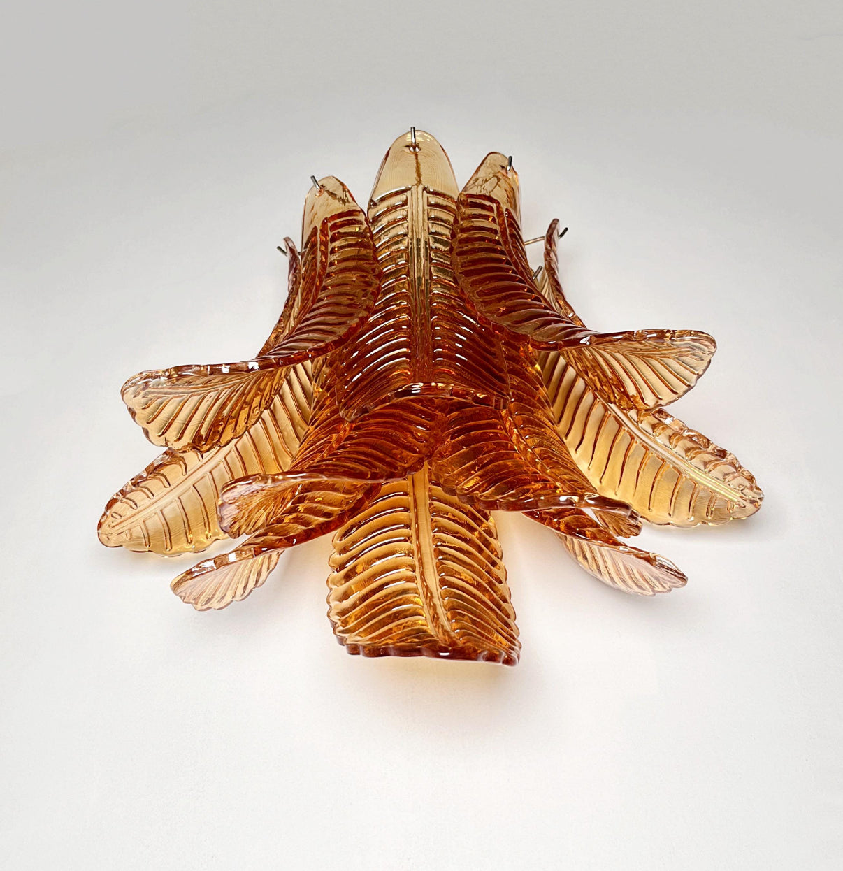 Pair of Amber Murano Glass Wall Lights