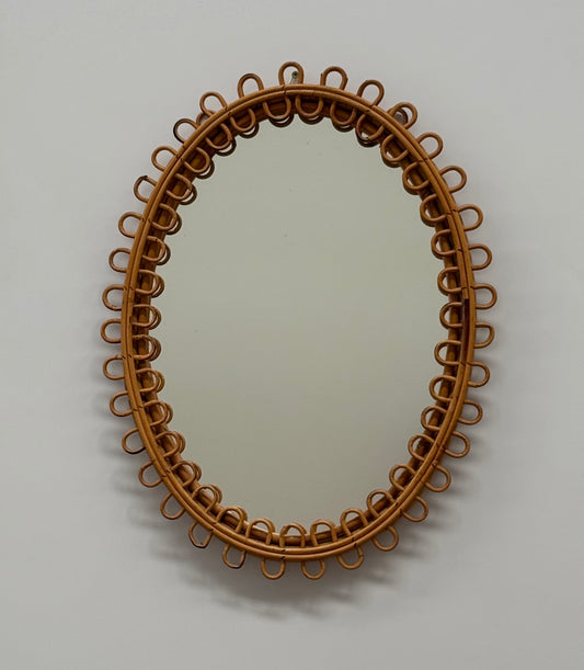 Vintage Italian Bamboo Mirror by Bonacina