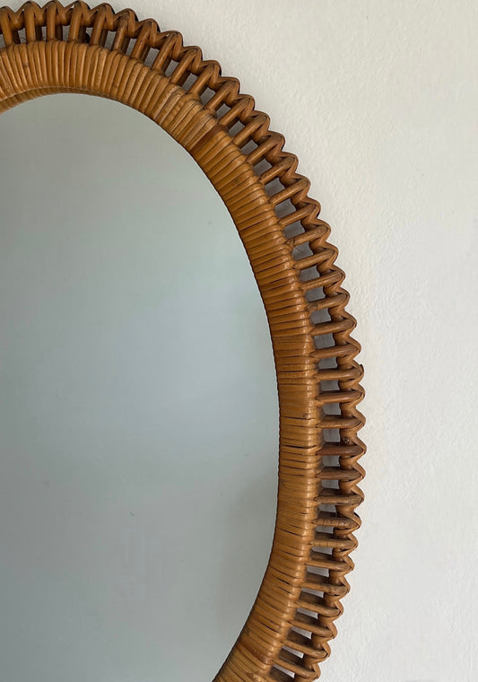 Large Italian Bamboo Mirror by Franco Albini