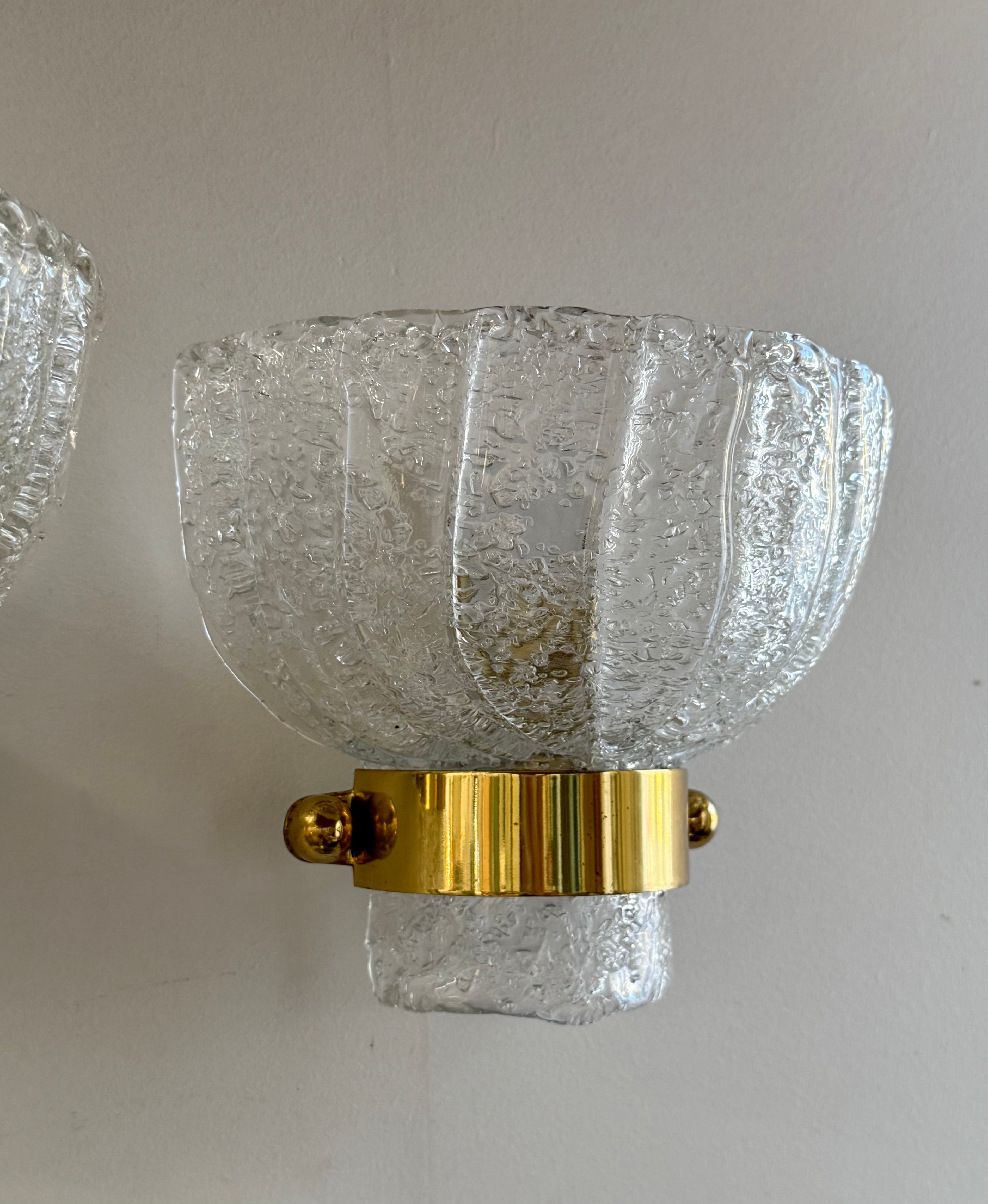Pair of Murano Glass Wall Lights by Hillebrand