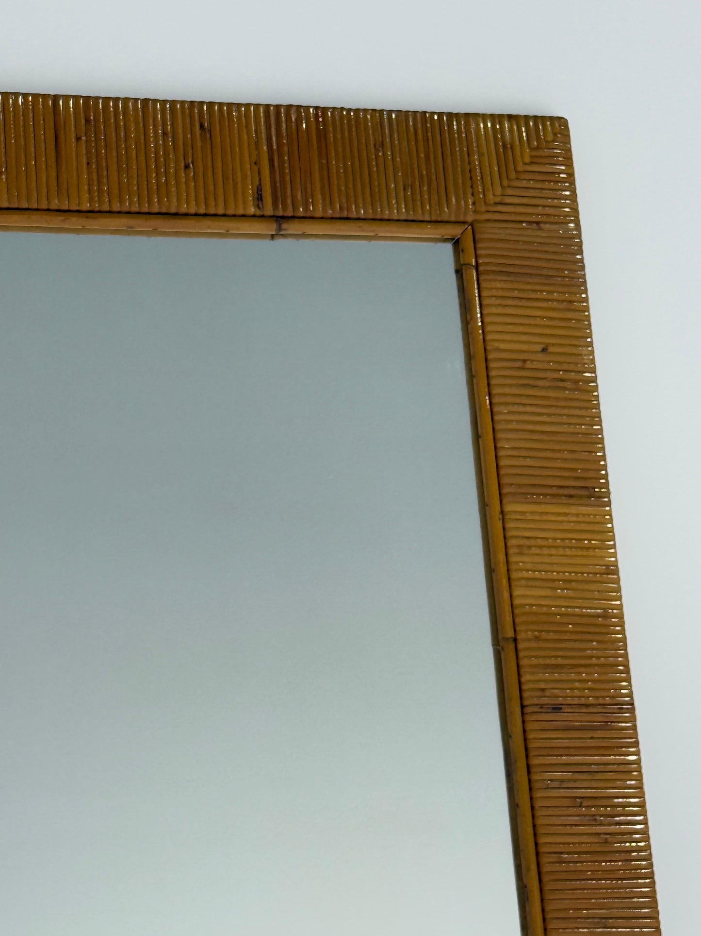 Full Length Vintage Pencil Reed Style Rattan Mirror