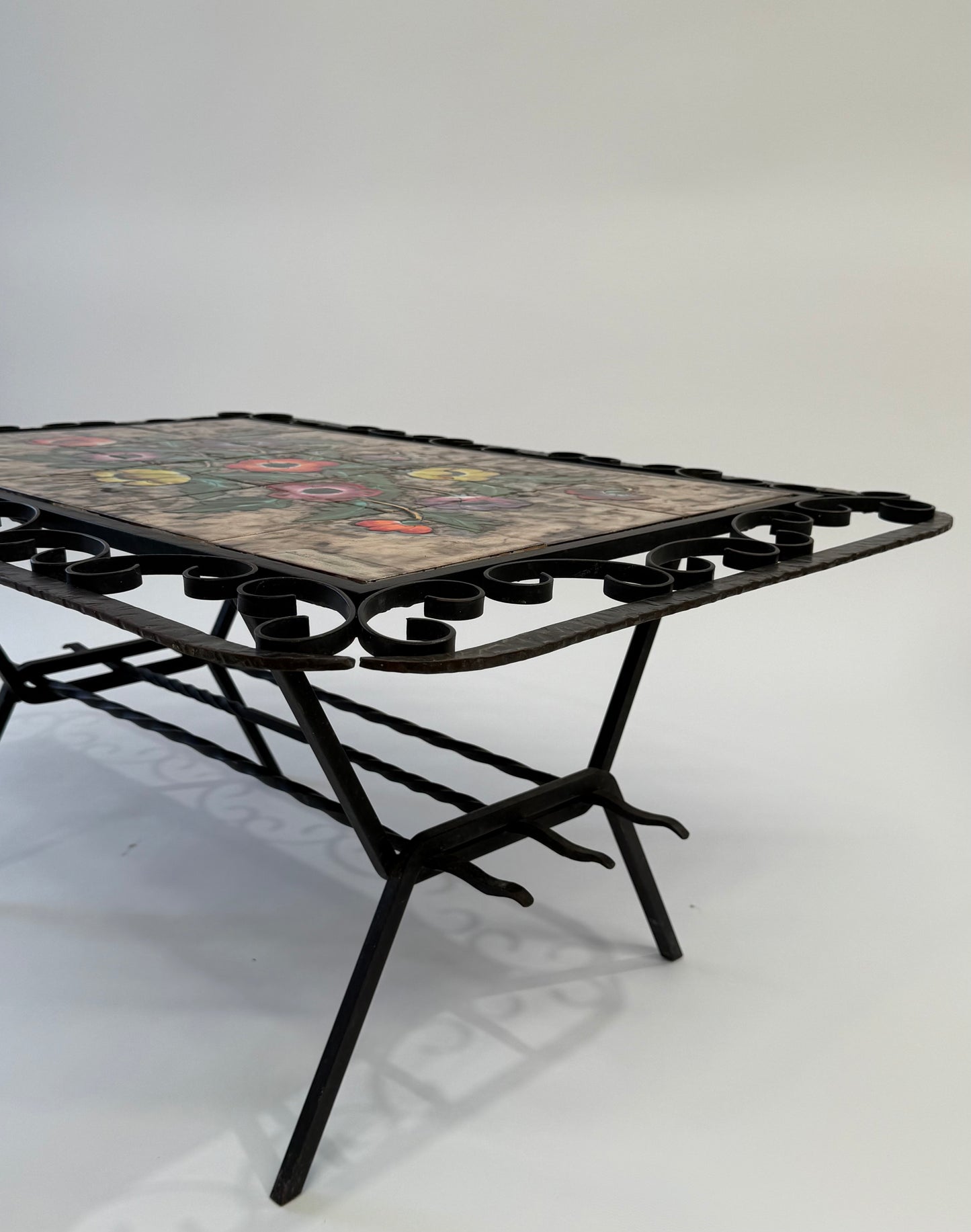 French Wrought Iron Tiled Coffee Table