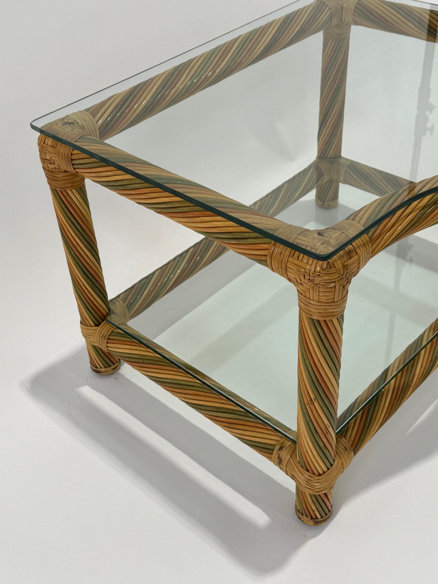 Vintage Italian Wicker Side Table by Studio Smania - Two Available