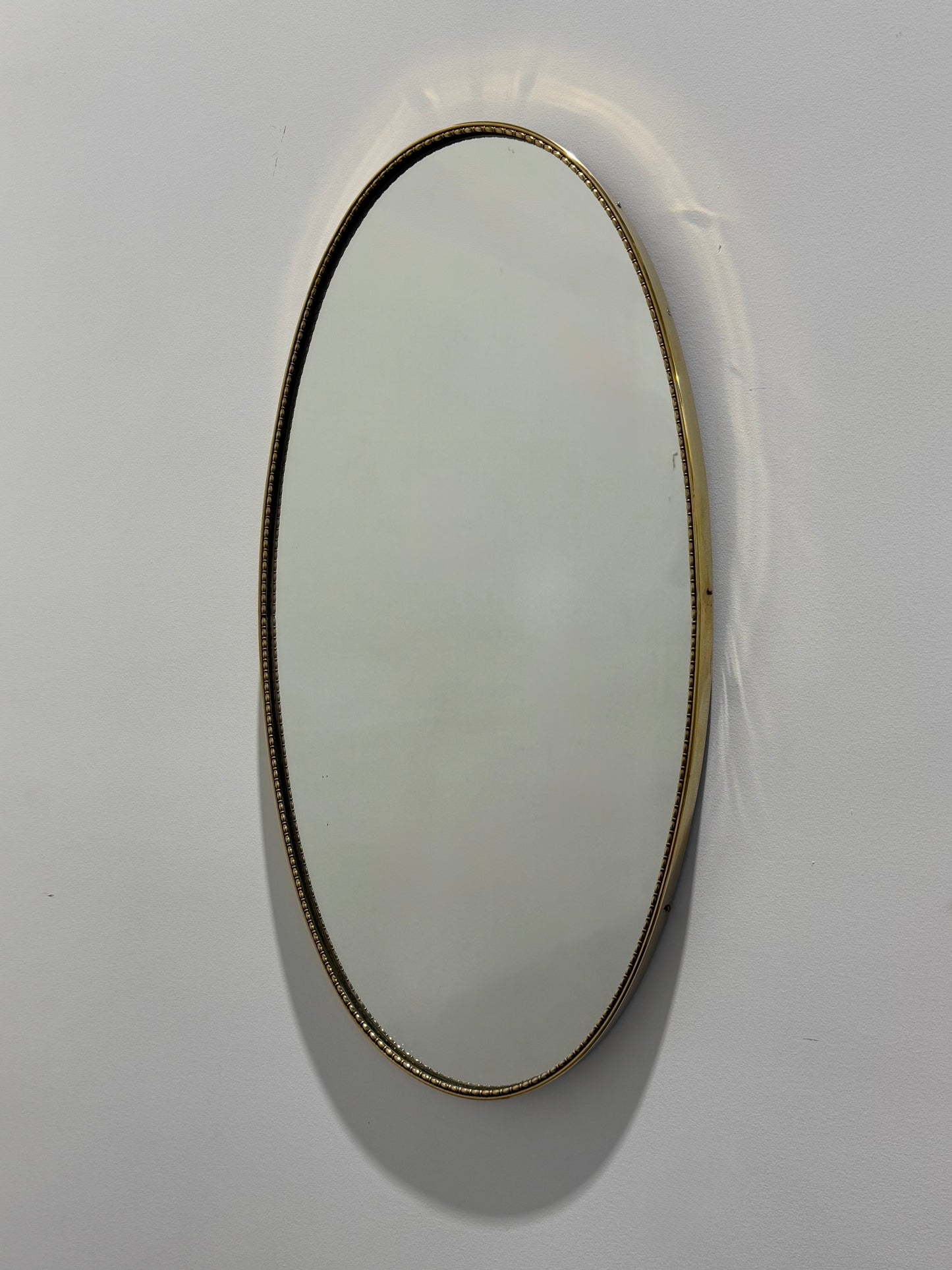 Vintage Italian Oval Brass Mirror with Beading